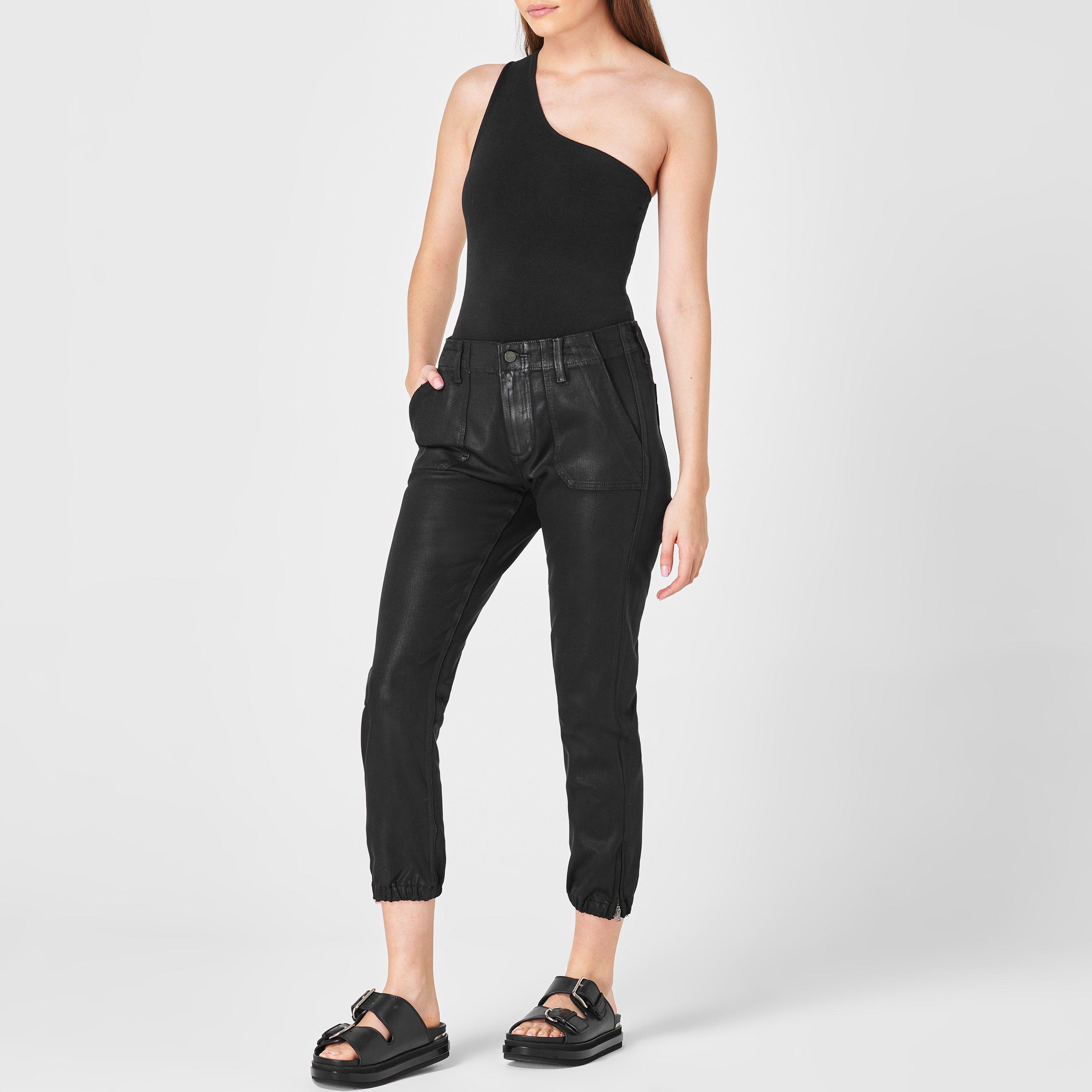 Black Fog Luxe - Paige - Women's Mayslie High Waisted Cotton Elasticated Cuffs Tapered Trousers - 3
