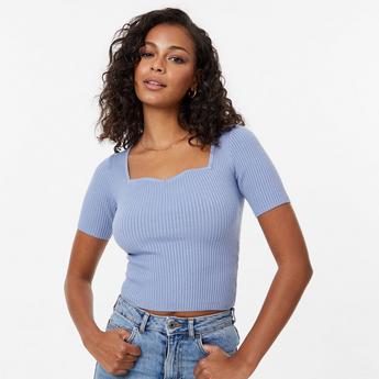 Jack Wills JW Knitted Sweetheart Short Sleeve Top