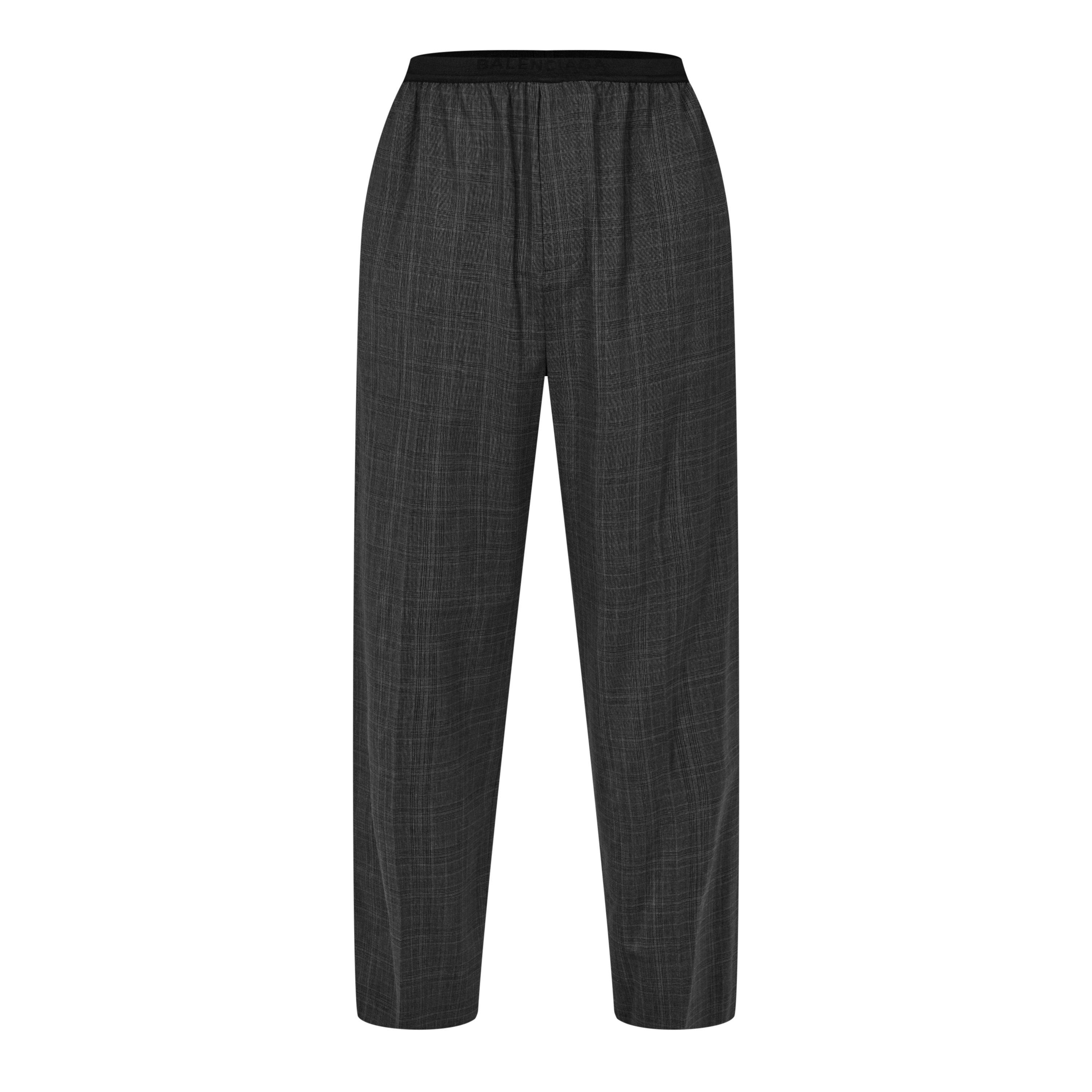 Grey Check - Balenciaga - Men's Elastic Wide Leg Trousers - 1