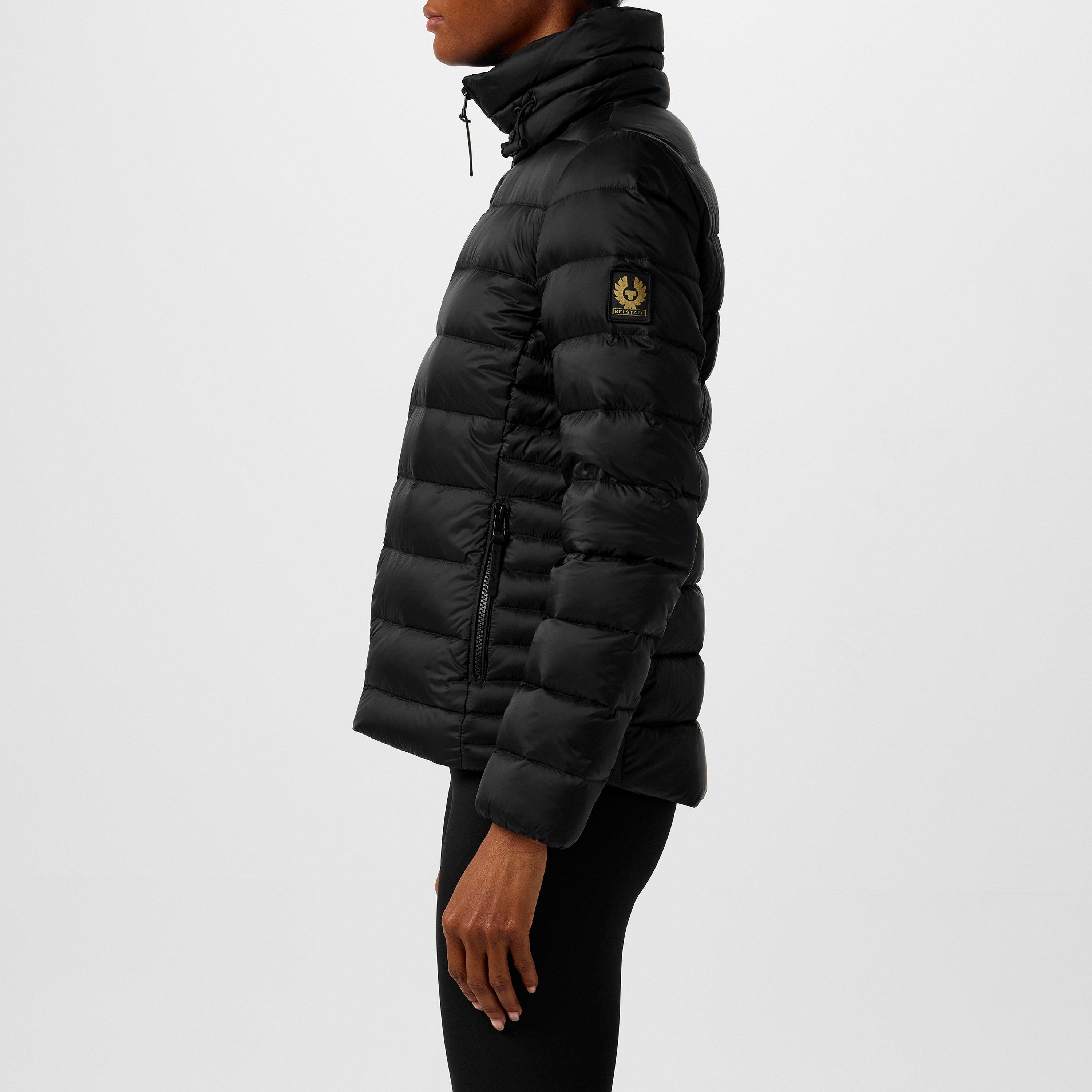 Black - Belstaff - Women's Lift Water and Wind Resistant Long Sleeve Funnel Neck Short Puffer Jacket - 2