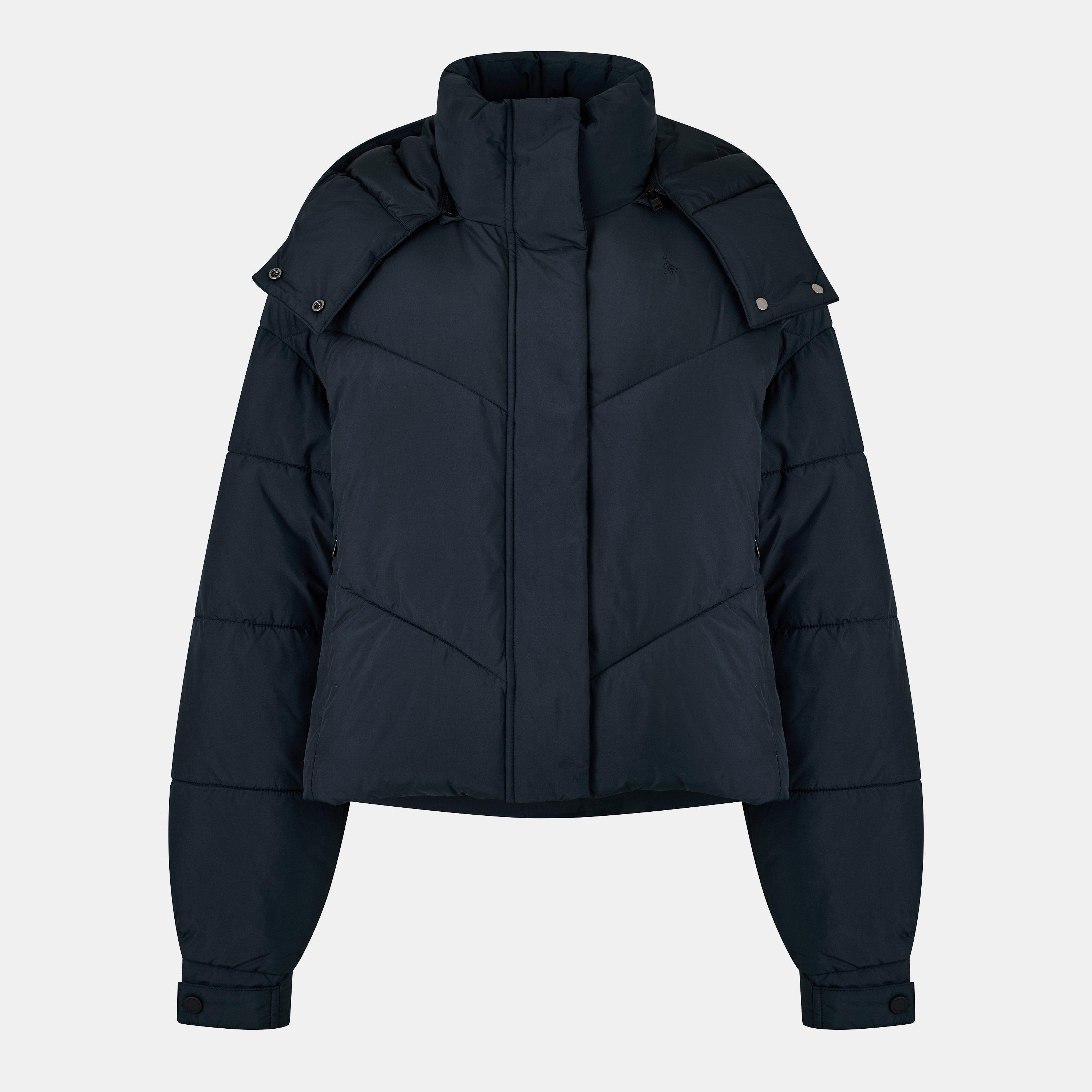 Black - Jack Wills - Women's Ritcher Padded Waterproof Hooded Cropped Long Sleeve Short Puffer Jacket - 1