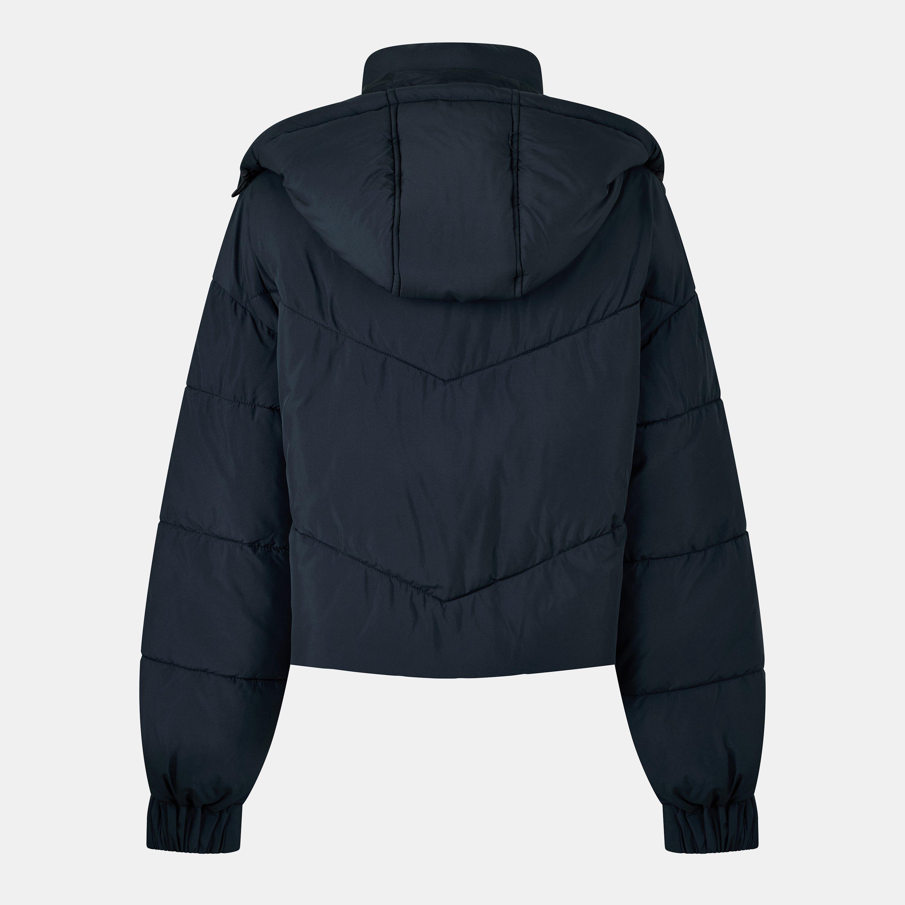 Schwarz - Jack Wills - Ritcher Padded Waterproof Hooded Cropped Long Sleeve Short Puffer Jacket - 2