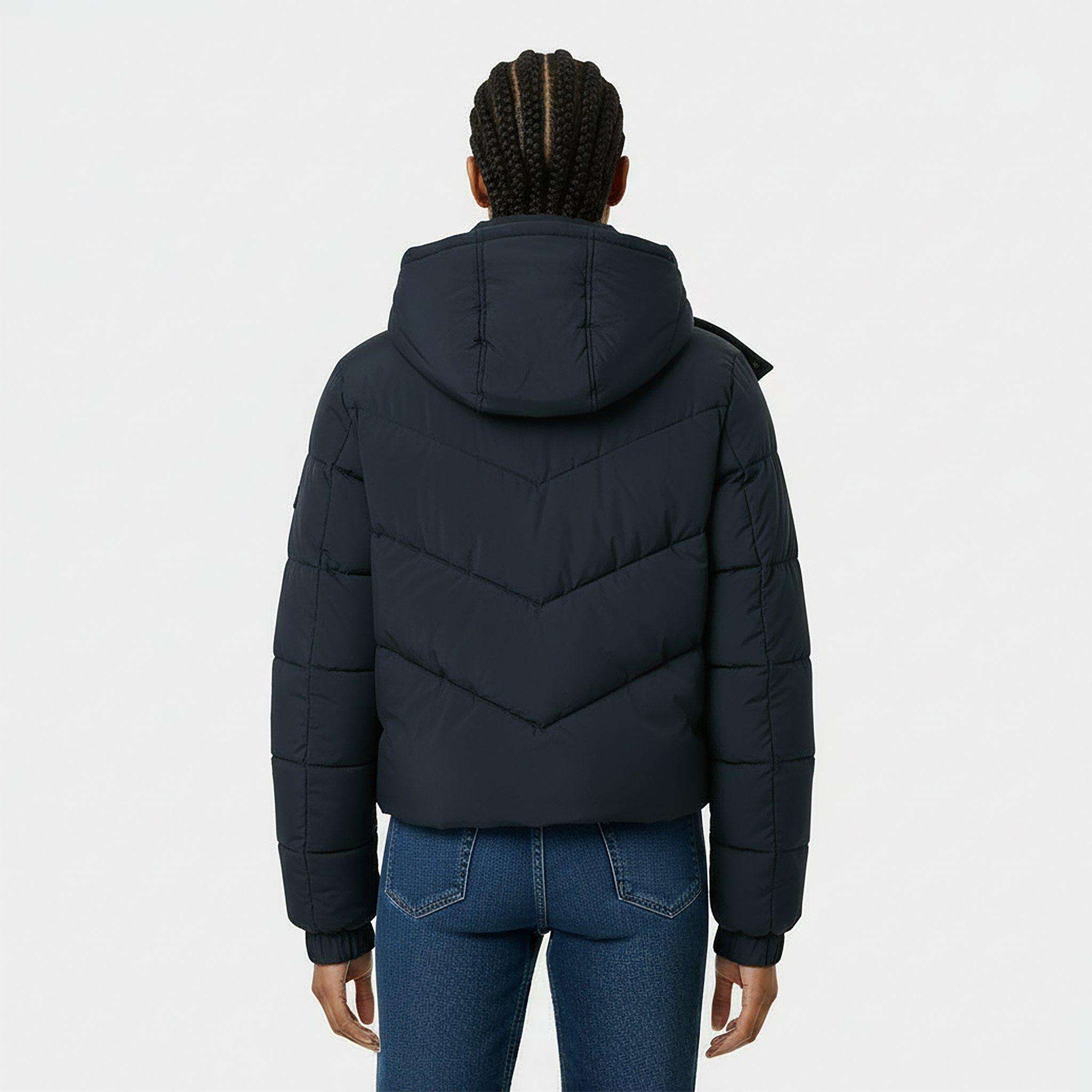 Black - Jack Wills - Women's Ritcher Padded Waterproof Hooded Cropped Long Sleeve Short Puffer Jacket - 4