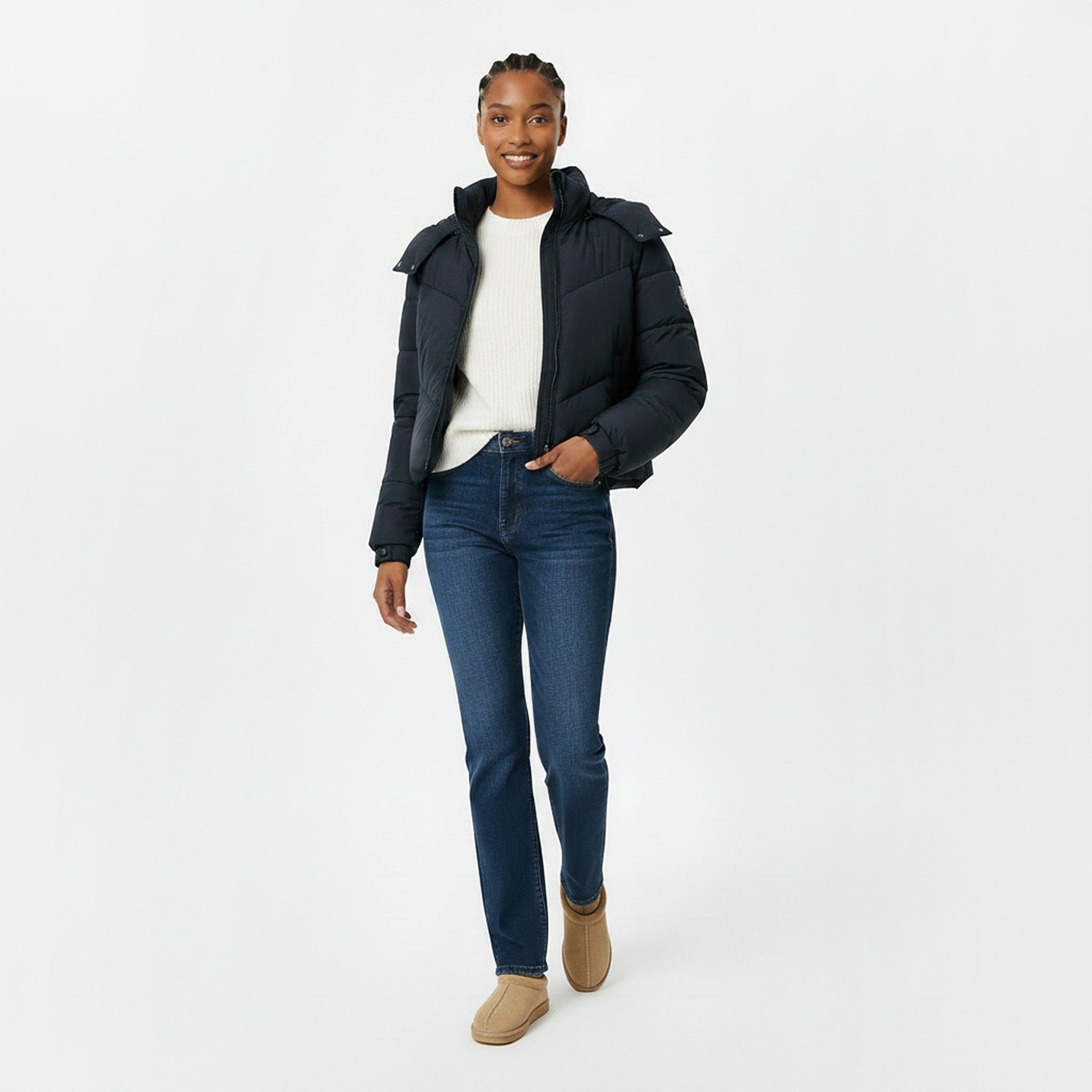 Black - Jack Wills - Women's Ritcher Padded Waterproof Hooded Cropped Long Sleeve Short Puffer Jacket - 6