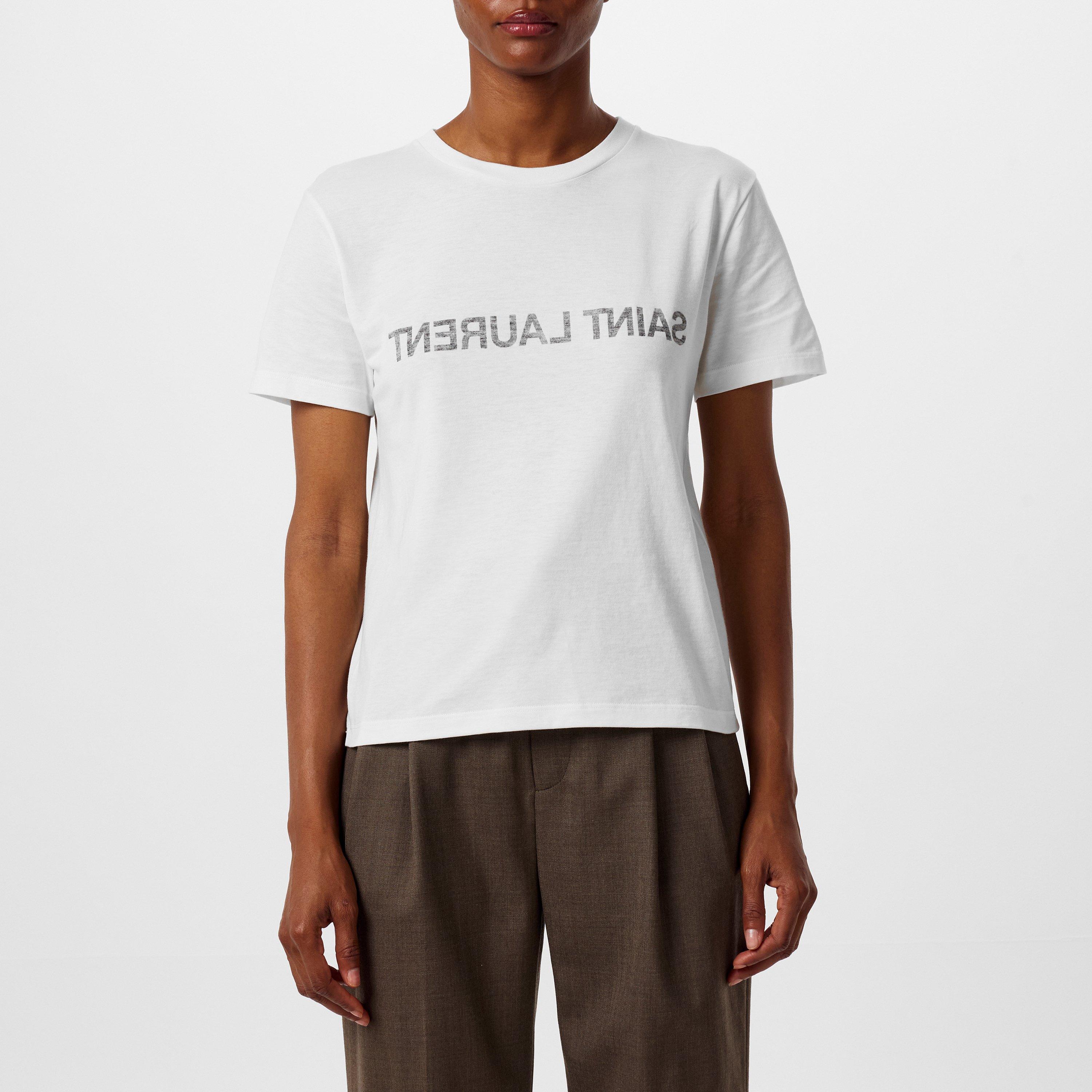 Saint Laurent Reversed Logo Print T-Shirt