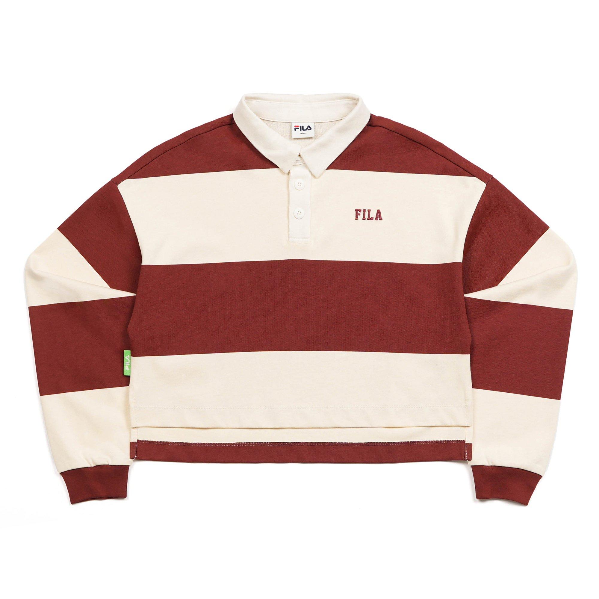 Brown - Fila - New Original Stripe Womens Cropped Polo Shirt - 1