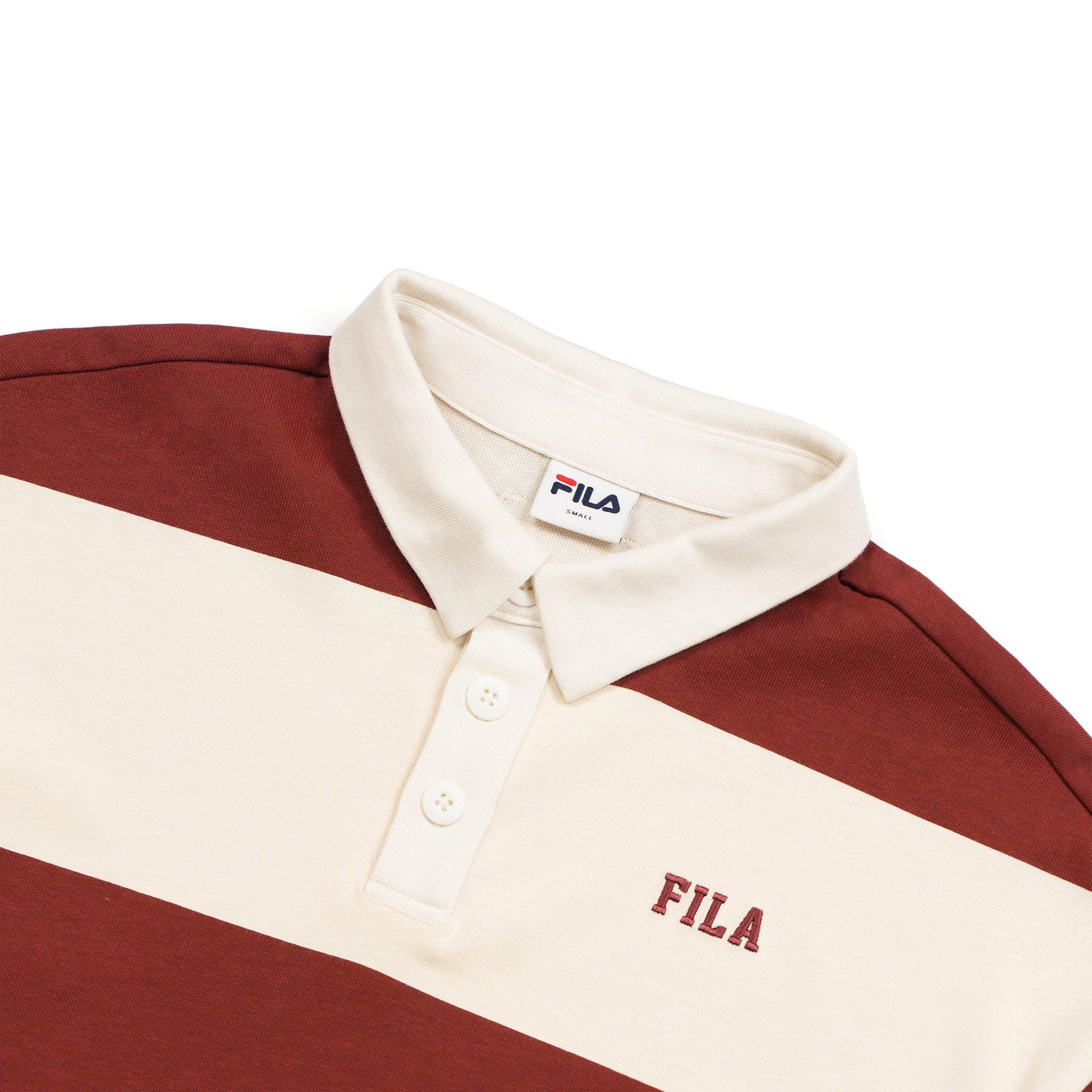 Brown - Fila - New Original Stripe Womens Cropped Polo Shirt - 3