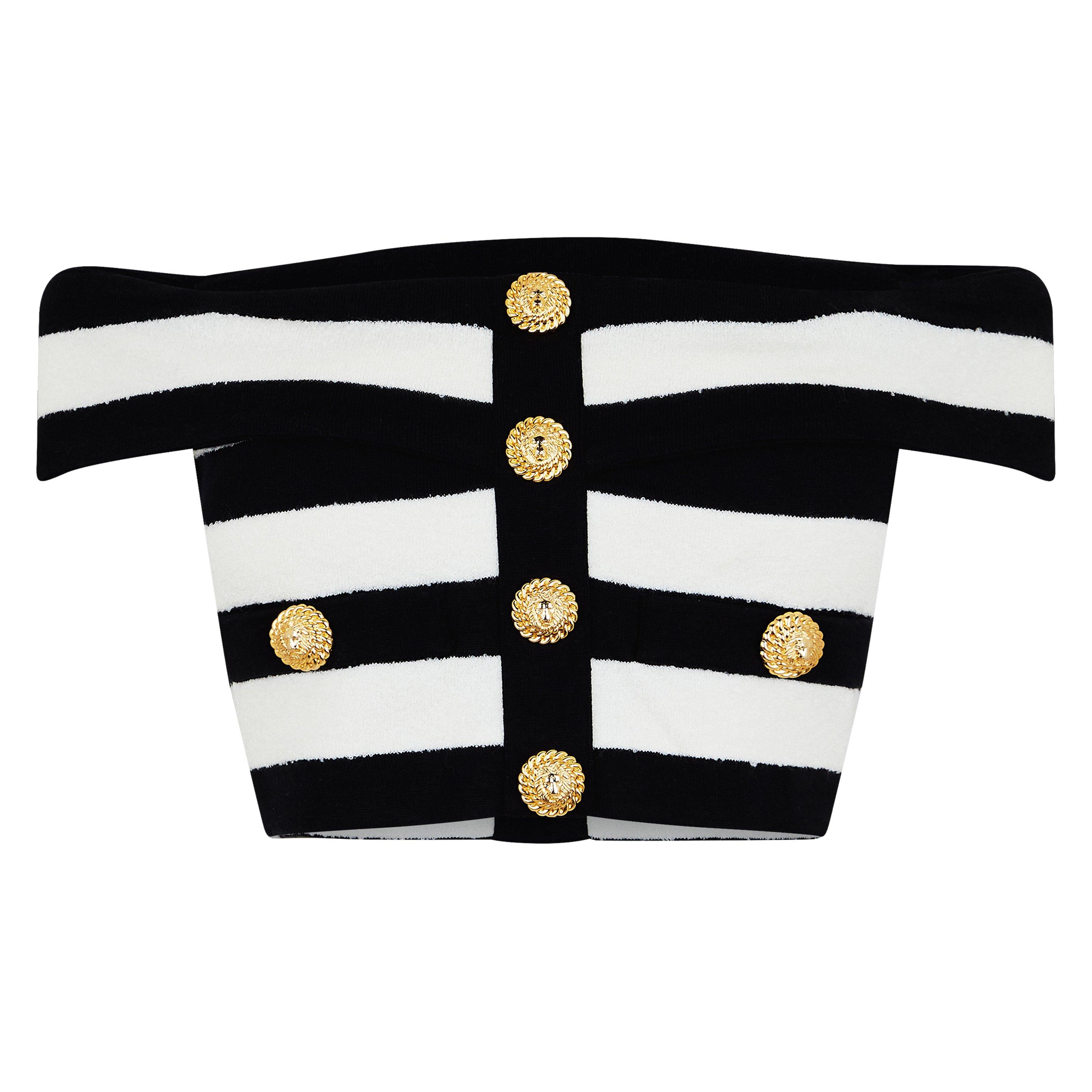 Noir/Blanc - Balmain - Women's Off-Shoulder Top - 5