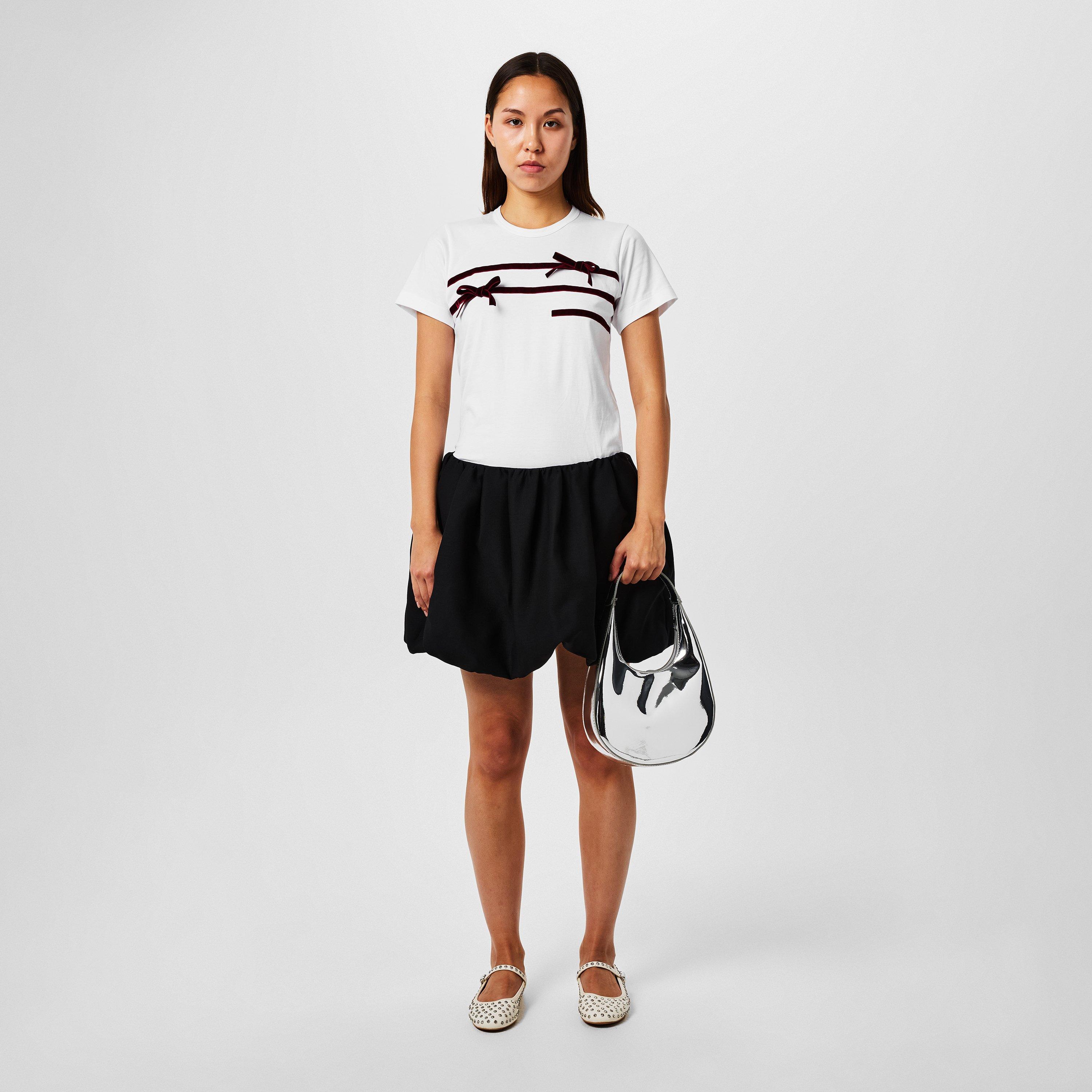 White/Burgundy - Comme des Garcons Girl - Women's Bow Regular Fit T-Shirt - 4