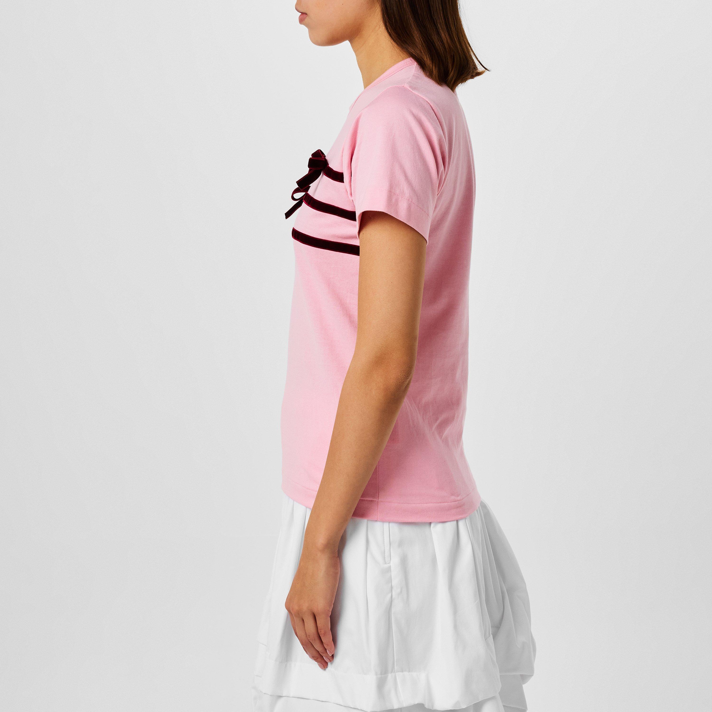 Pink/Burgundy - Comme des Garcons Girl - Women's Bow Regular Fit T-Shirt - 2