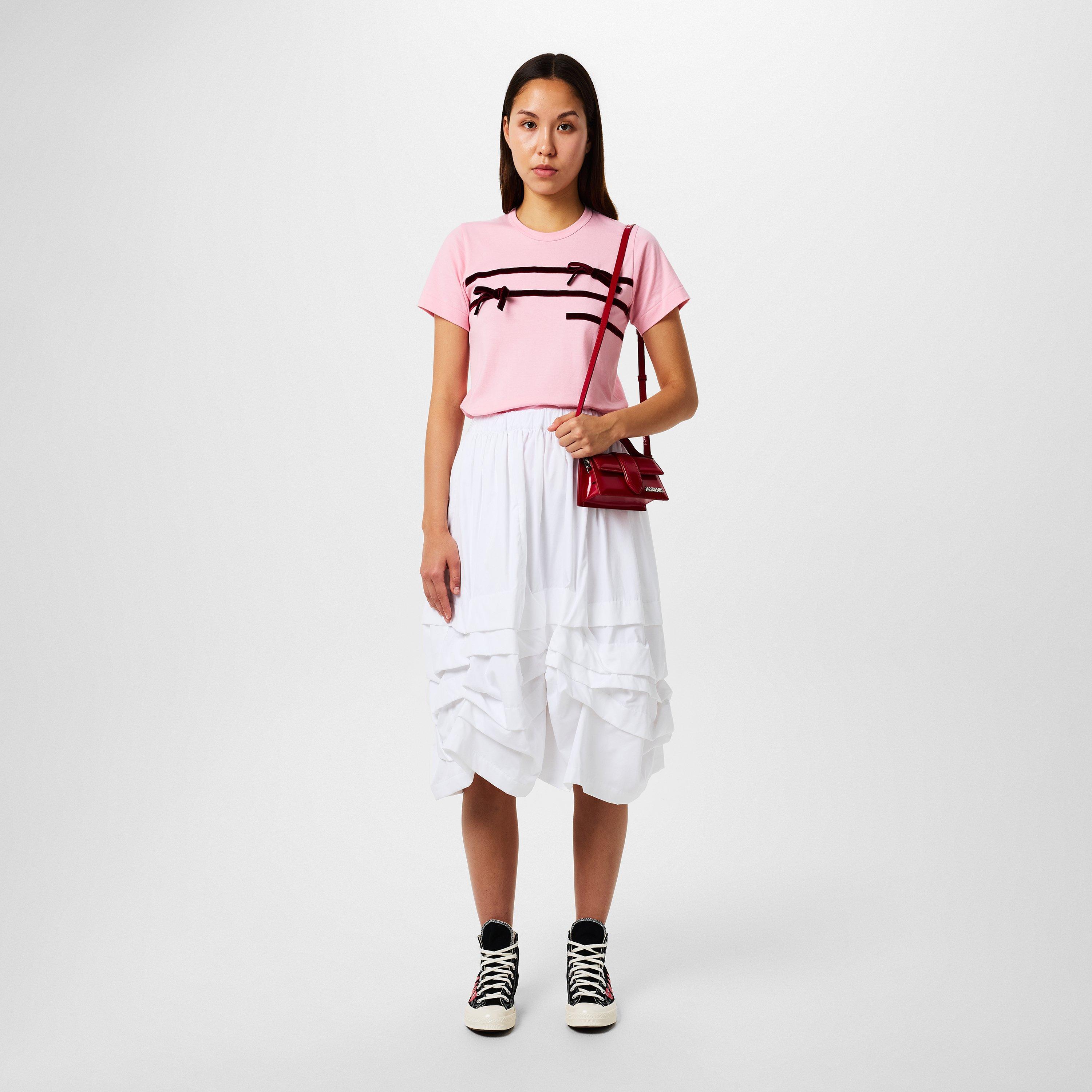 Pink/Burgundy - Comme des Garcons Girl - Women's Bow Regular Fit T-Shirt - 4