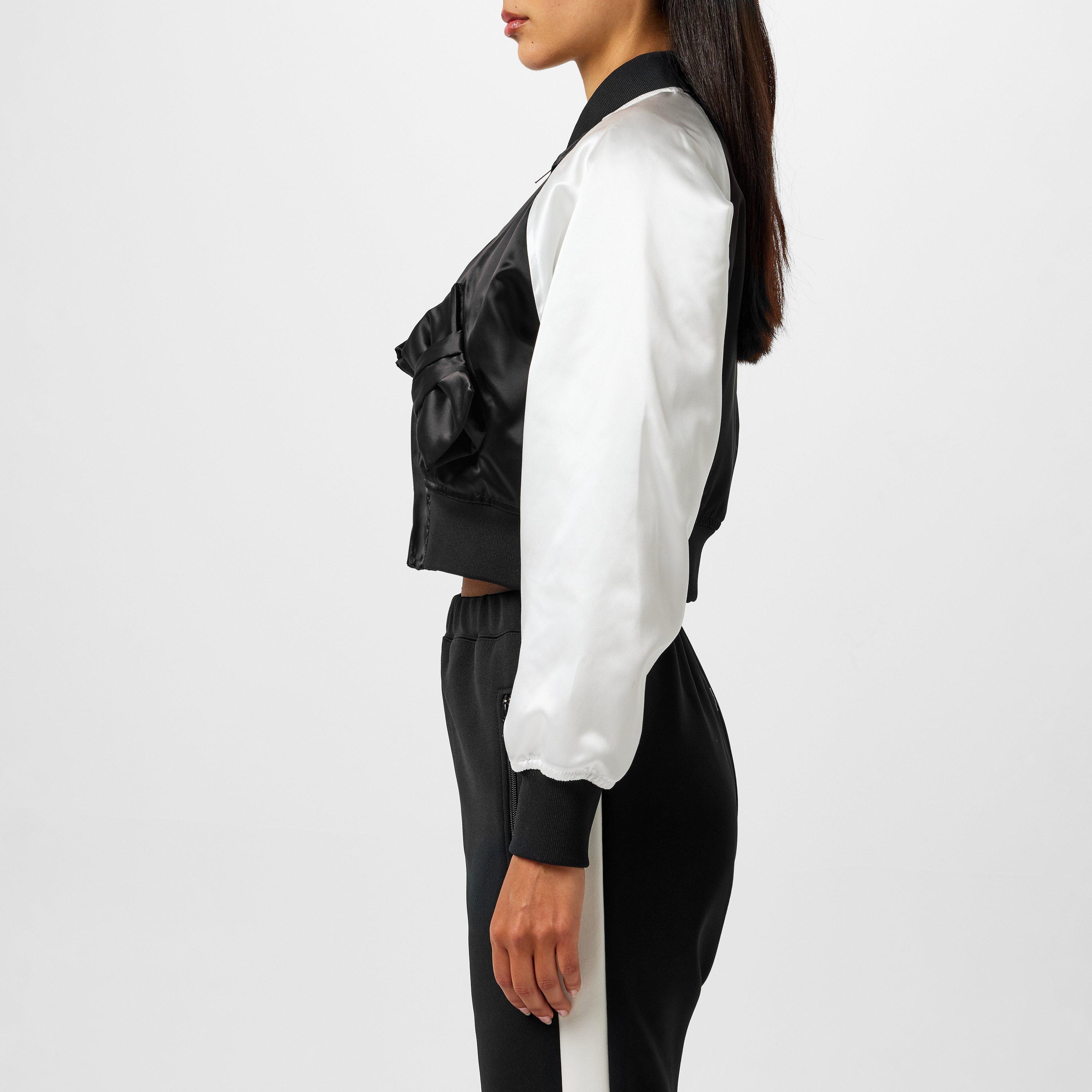 Black/White - Comme des Garcons Girl - Women's Bow Cropped Long Sleeve Bomber Jacket - 2