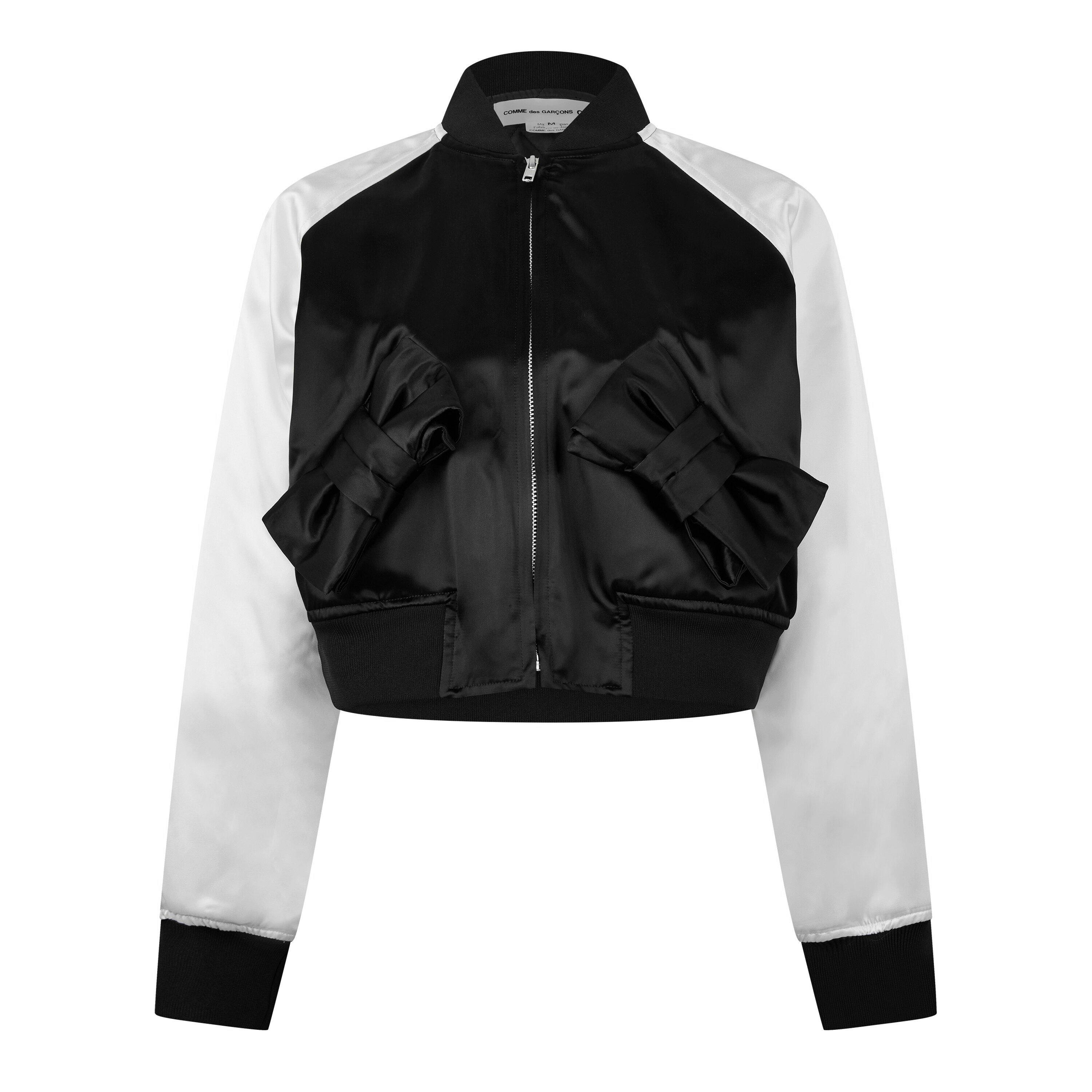 Black/White - Comme des Garcons Girl - Women's Bow Cropped Long Sleeve Bomber Jacket - 5