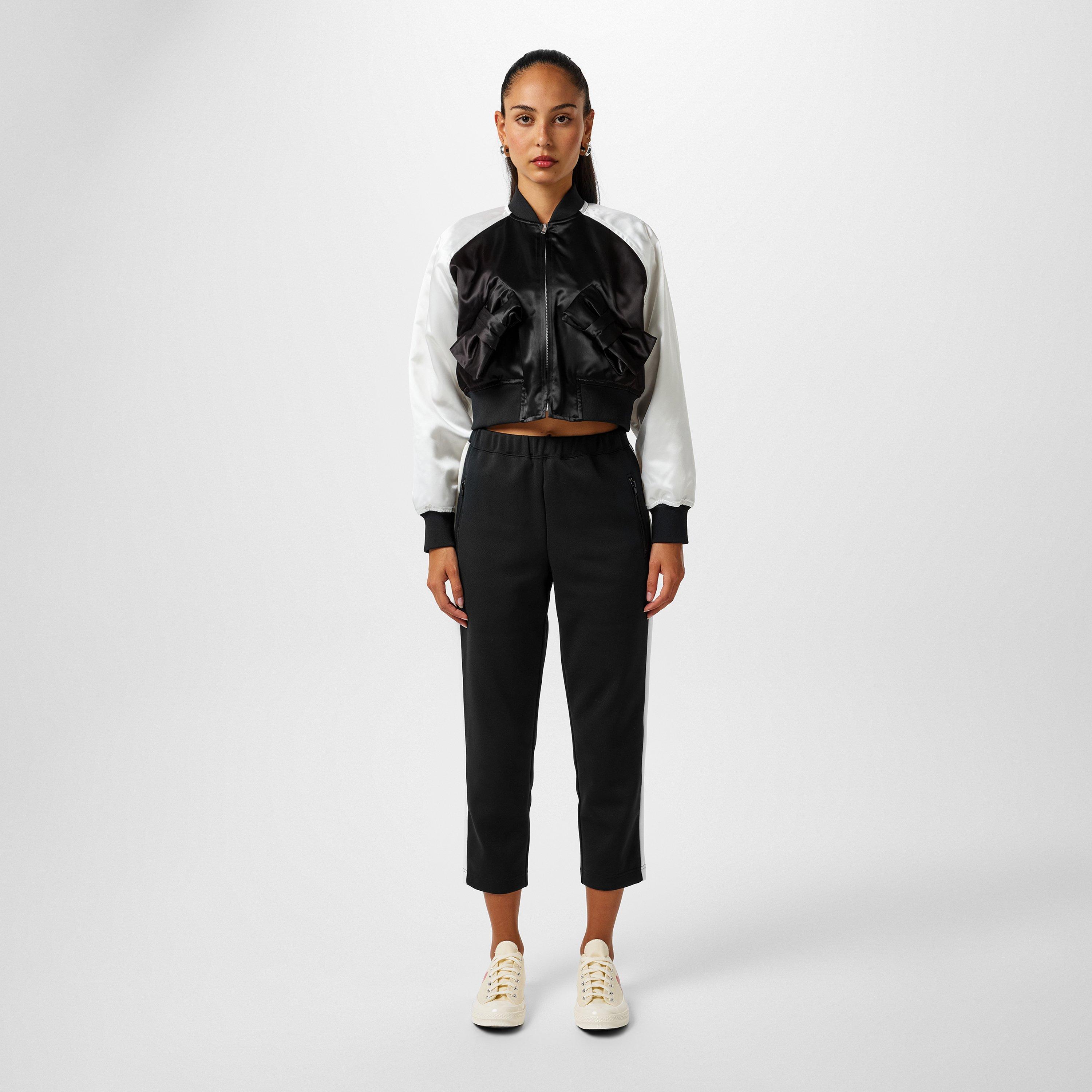 Black/White - Comme des Garcons Girl - Women's Bow Cropped Long Sleeve Bomber Jacket - 4