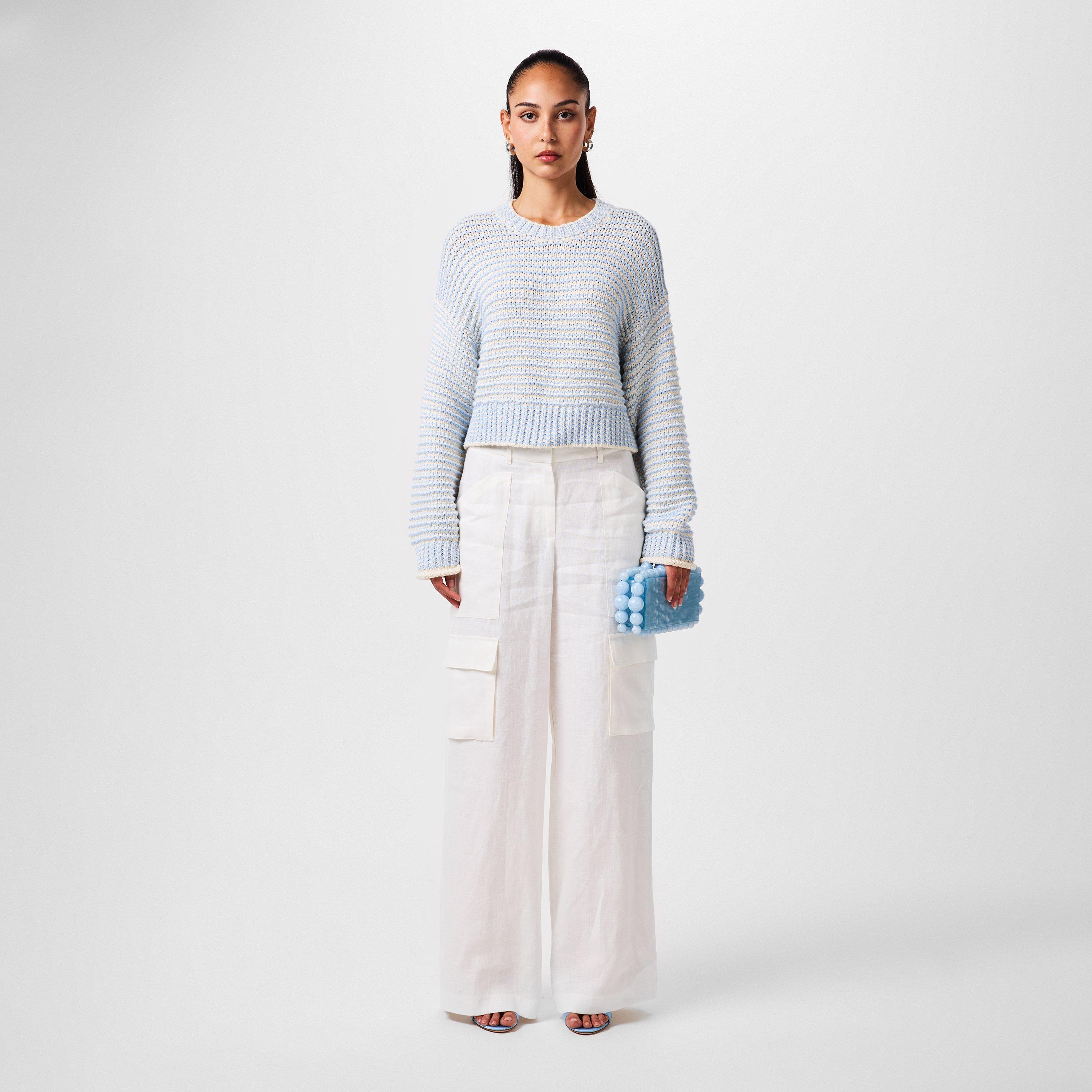 Antique White - LoveshackFancy - Pora Linen Cargo Trousers - 4