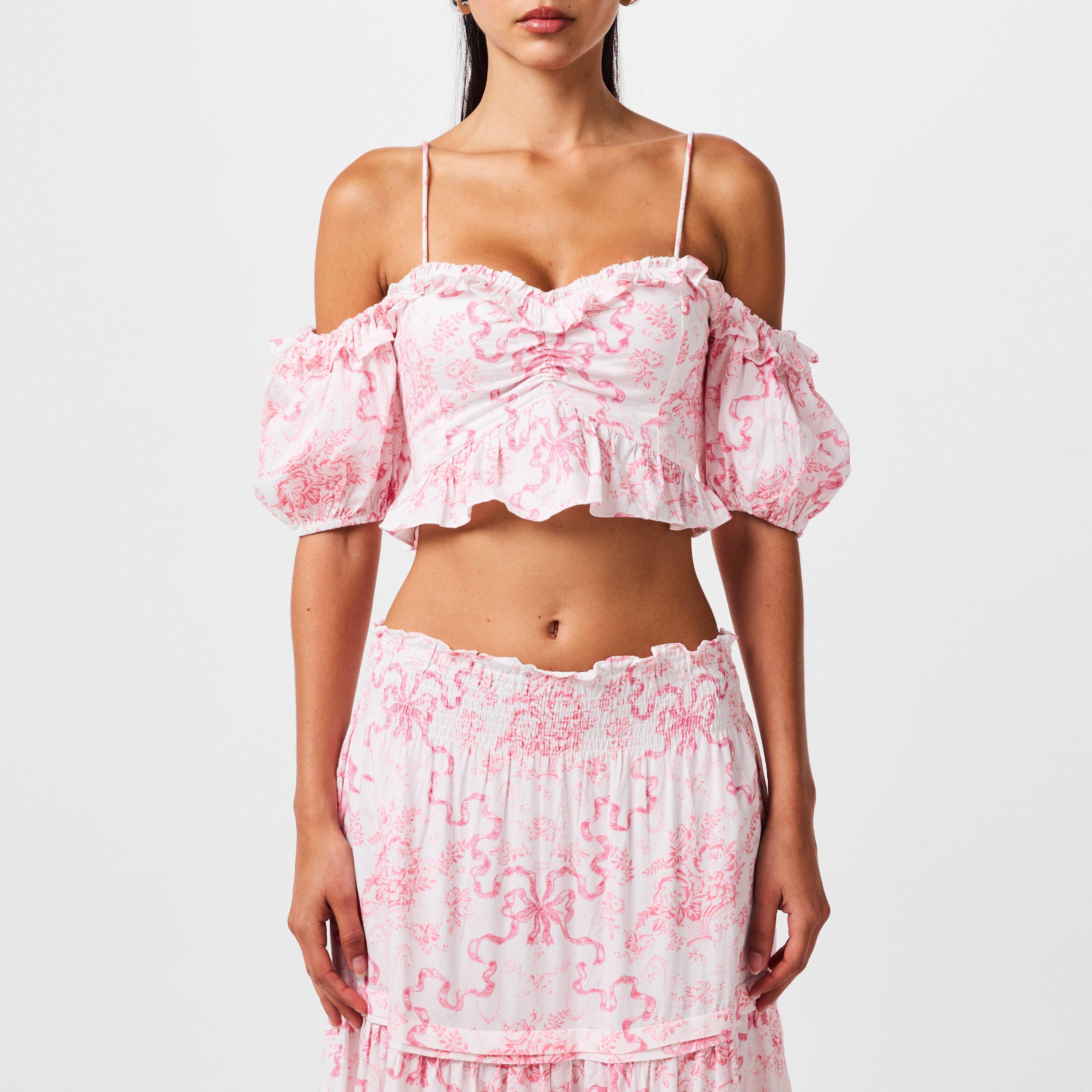 Bubblegum Blast - LoveshackFancy - Women's Amille Off-Shoulder Top - 1