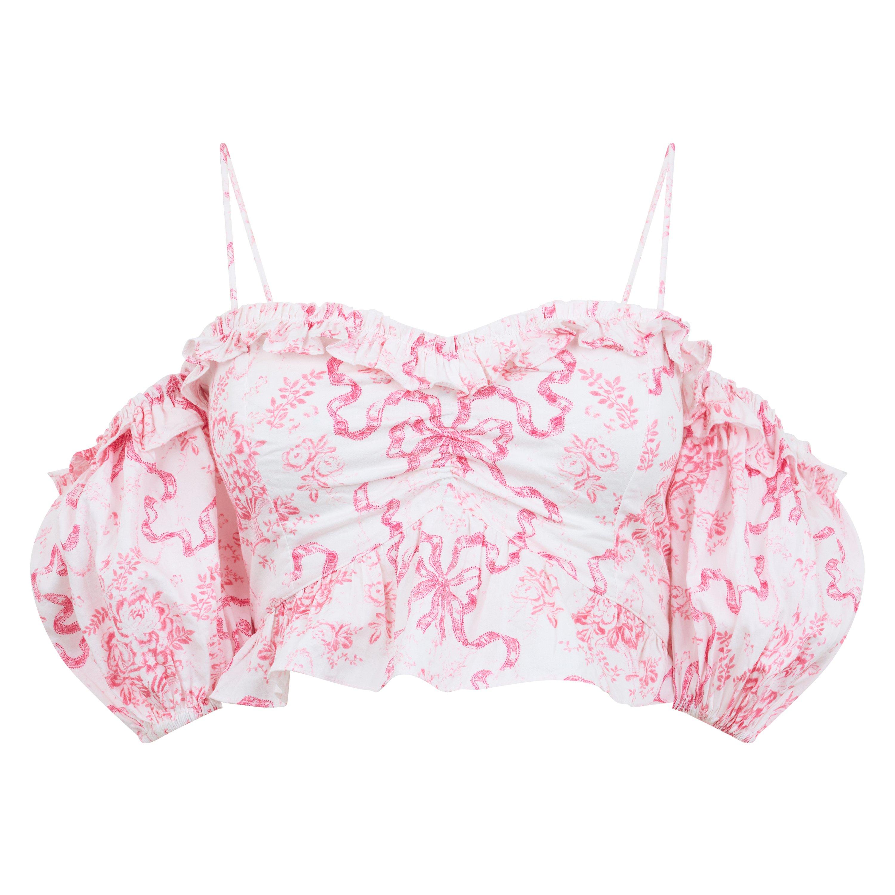 Bubblegum Blast - LoveshackFancy - Women's Amille Off-Shoulder Top - 5