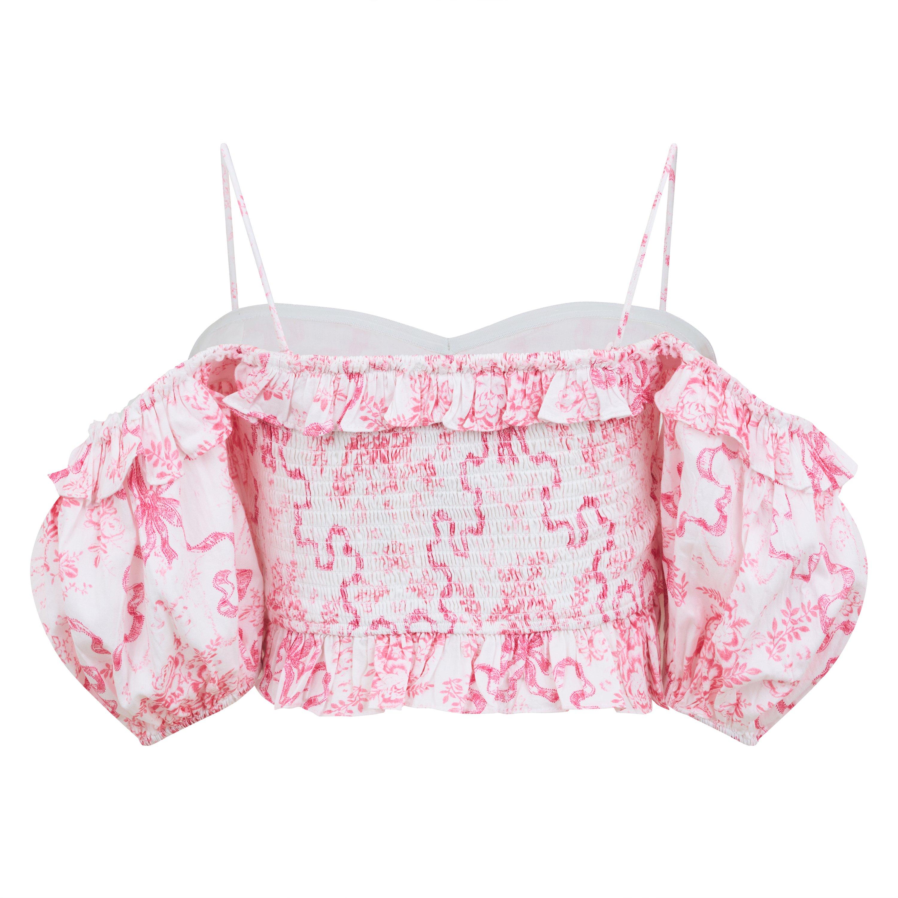 Bubblegum Blast - LoveshackFancy - Women's Amille Off-Shoulder Top - 6