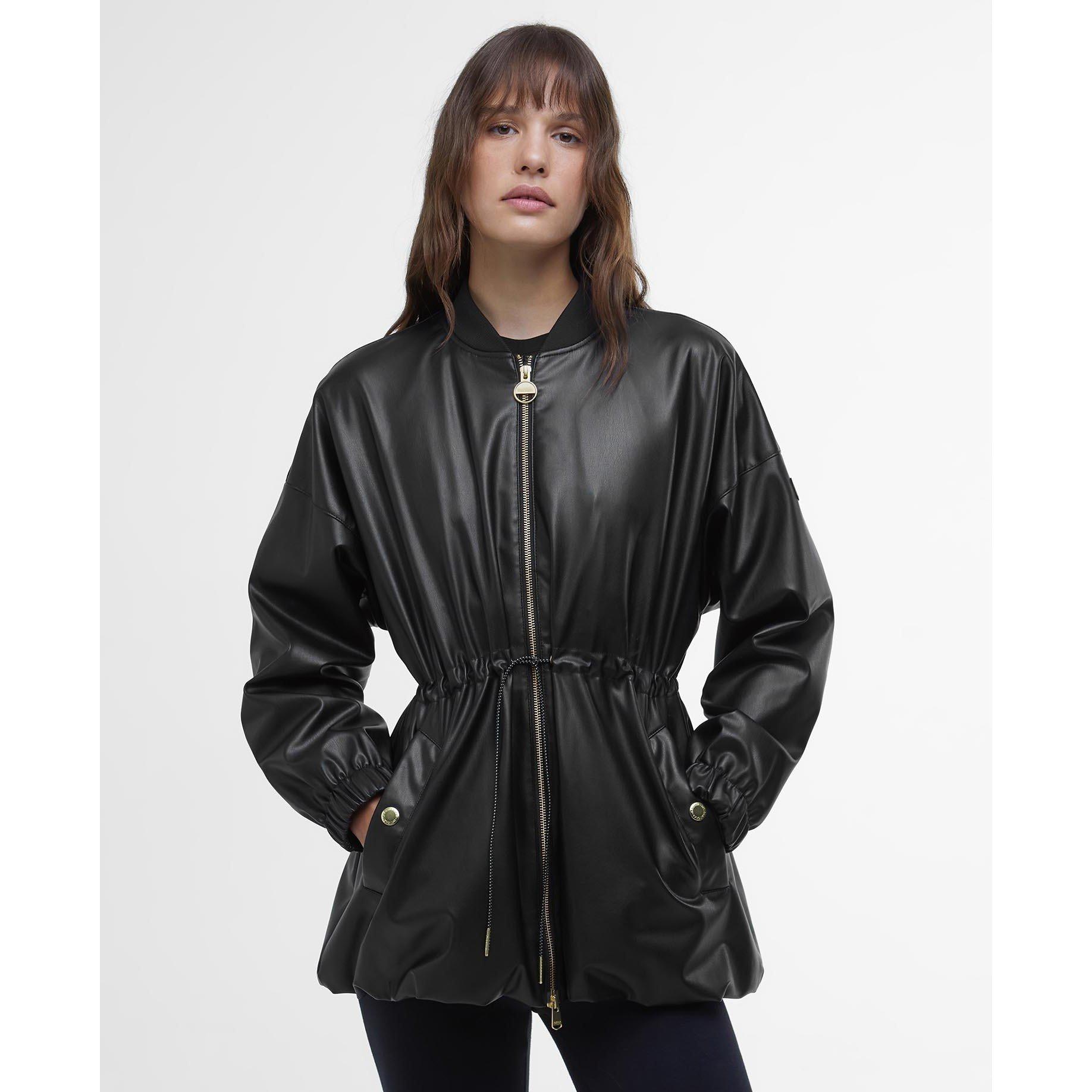 Black - Barbour International - Women's Riley Leather Long Sleeve Parka - 1