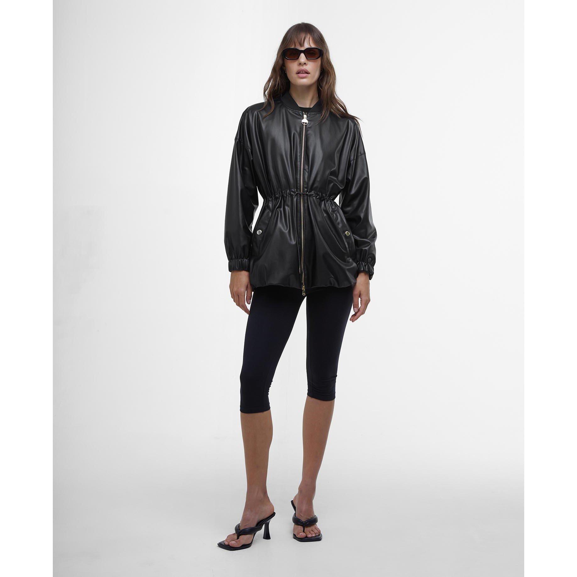 Black - Barbour International - Women's Riley Leather Long Sleeve Parka - 3