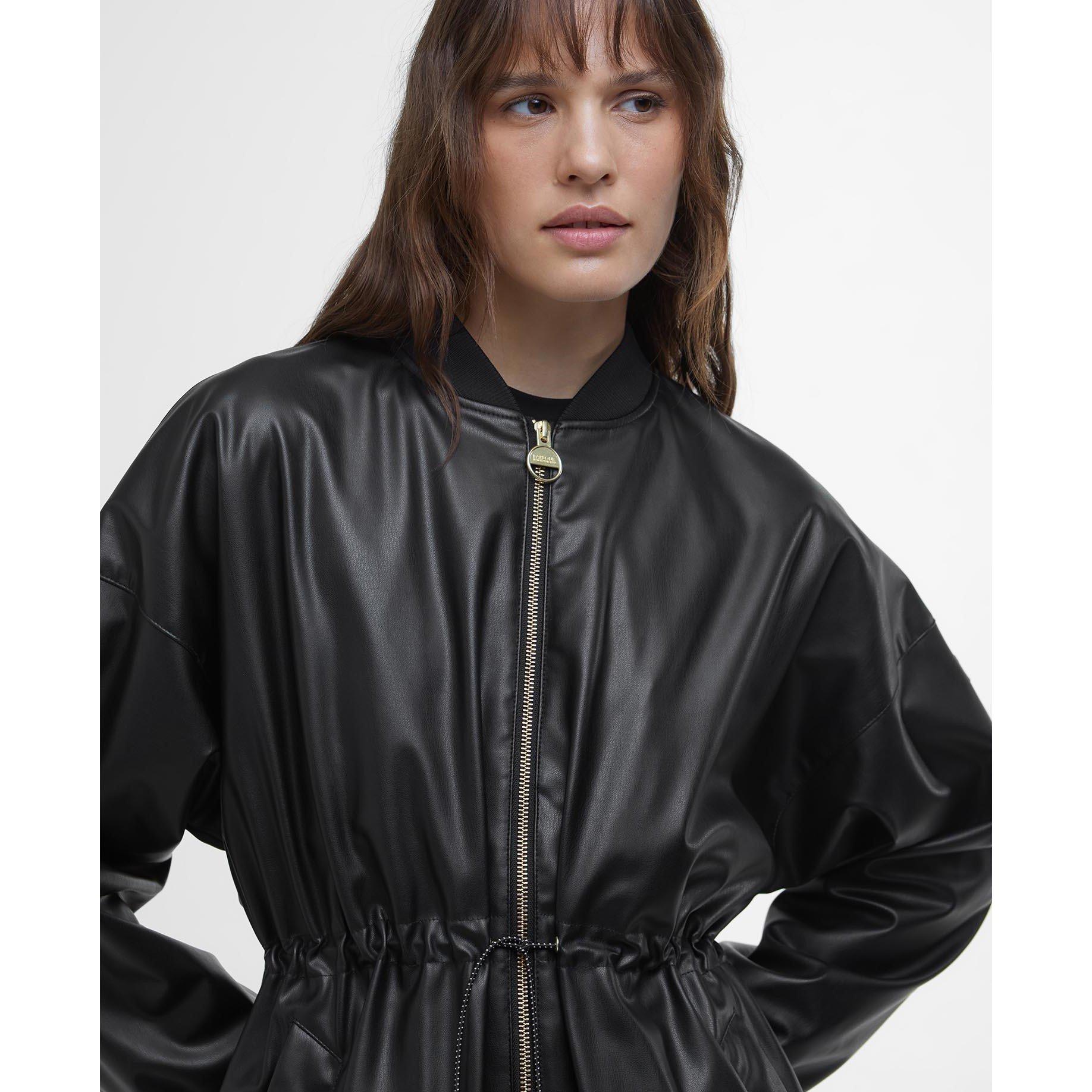 Black - Barbour International - Women's Riley Leather Long Sleeve Parka - 4