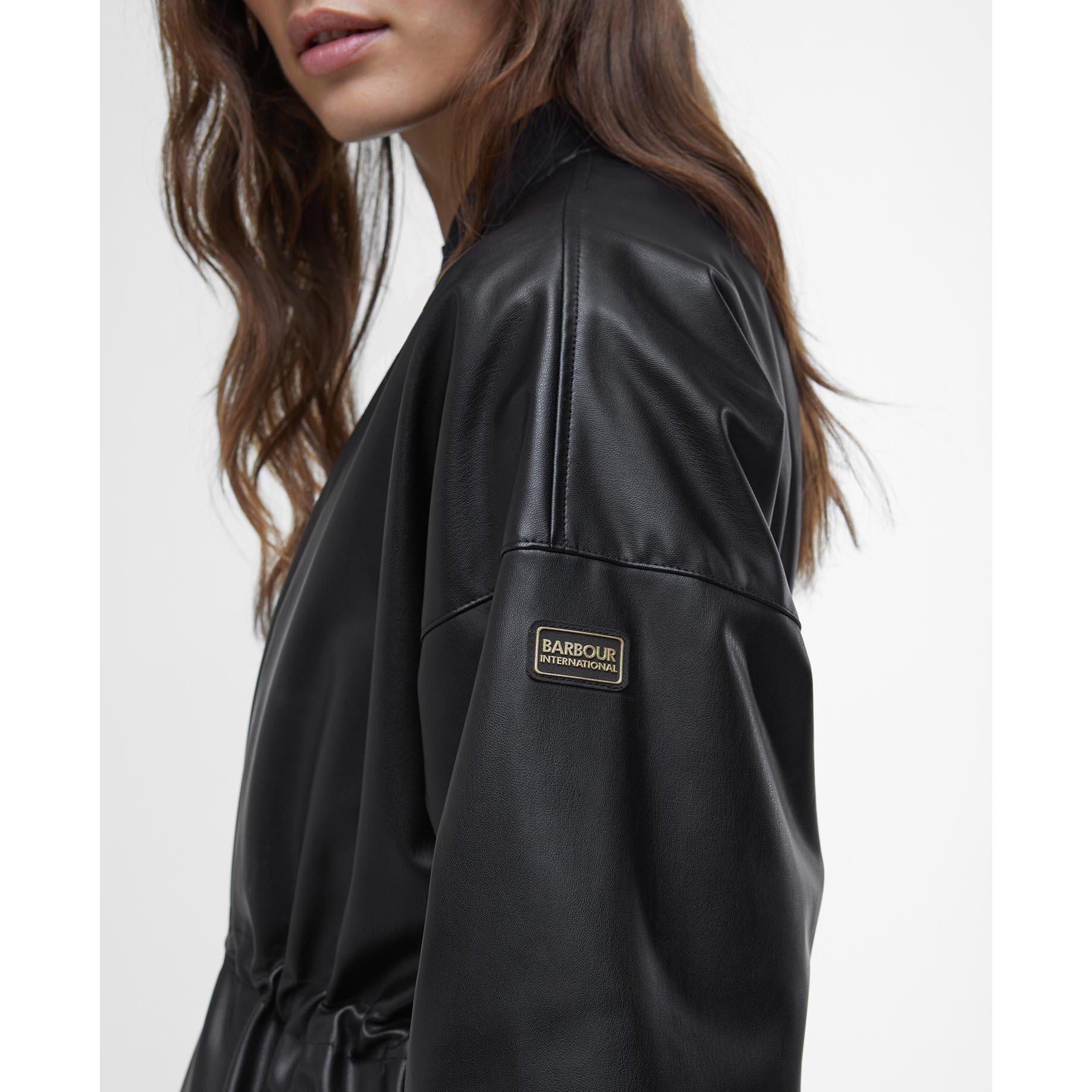 Black - Barbour International - Women's Riley Leather Long Sleeve Parka - 6