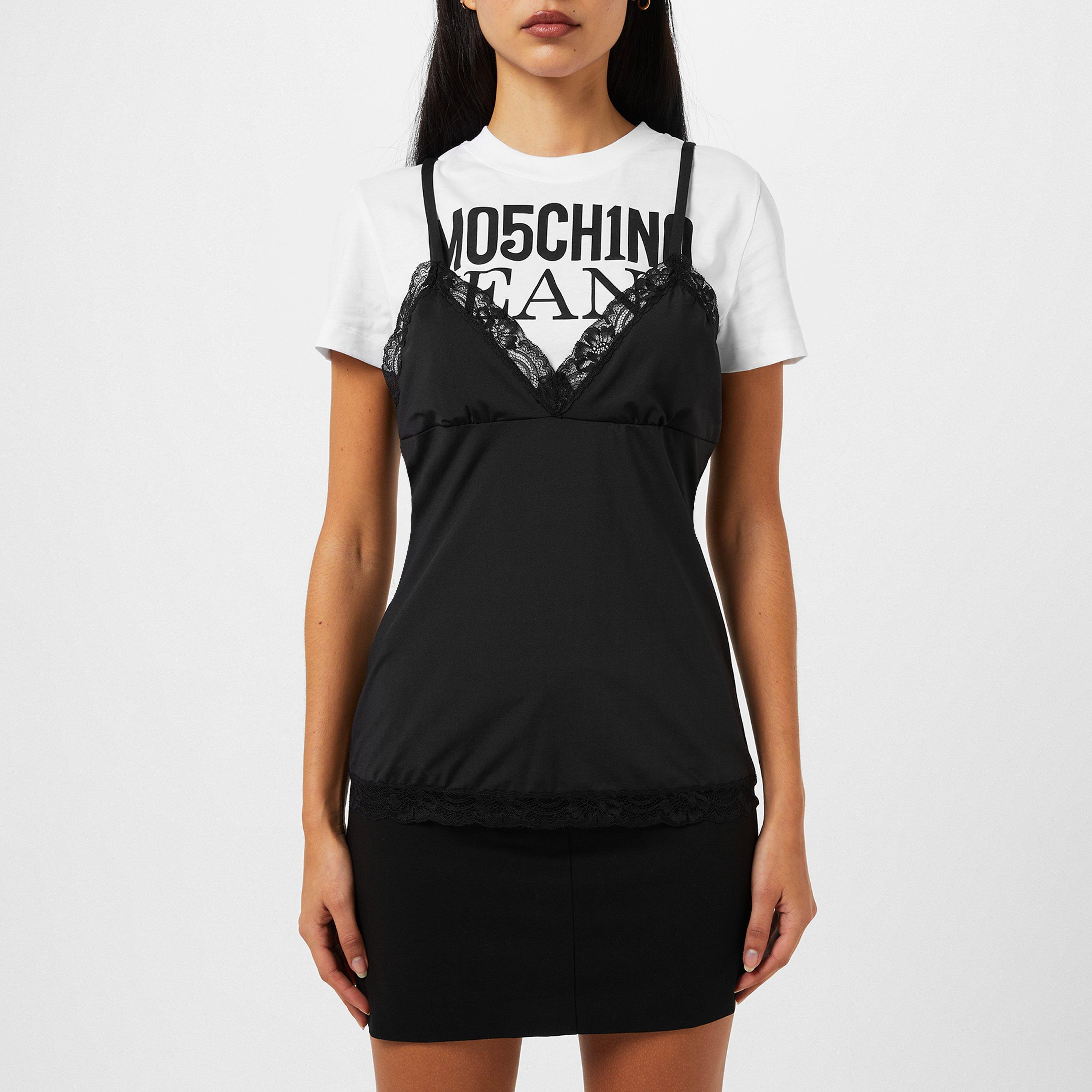White/Black - Moschino - Women's Regular Fit T-Shirt - 1