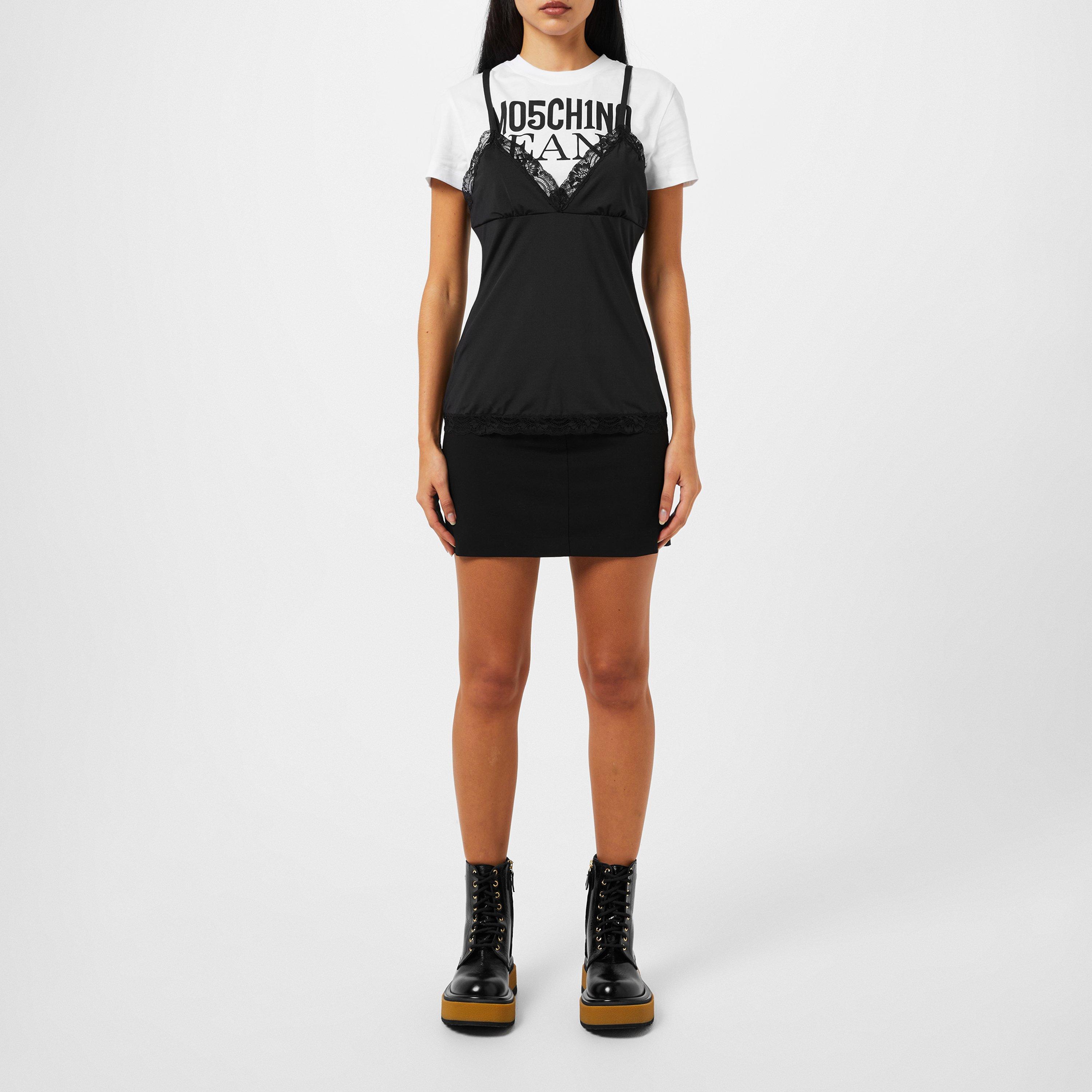 White/Black - Moschino - Women's Regular Fit T-Shirt - 4