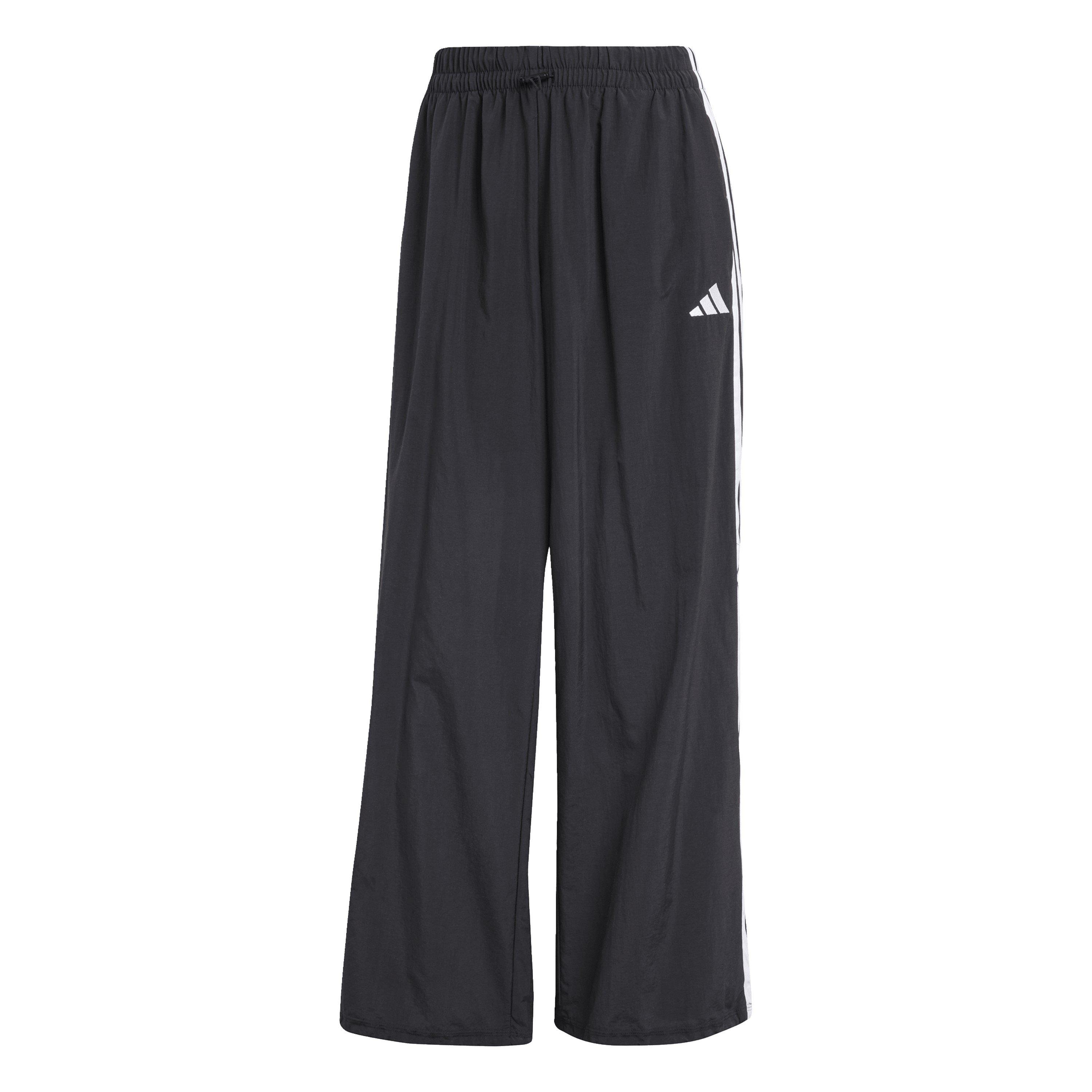 Zwart/Wit - adidas - Essentials 3-Stripes Lifestyle Woven Parachute Tracksuit Bottoms Womens - 1