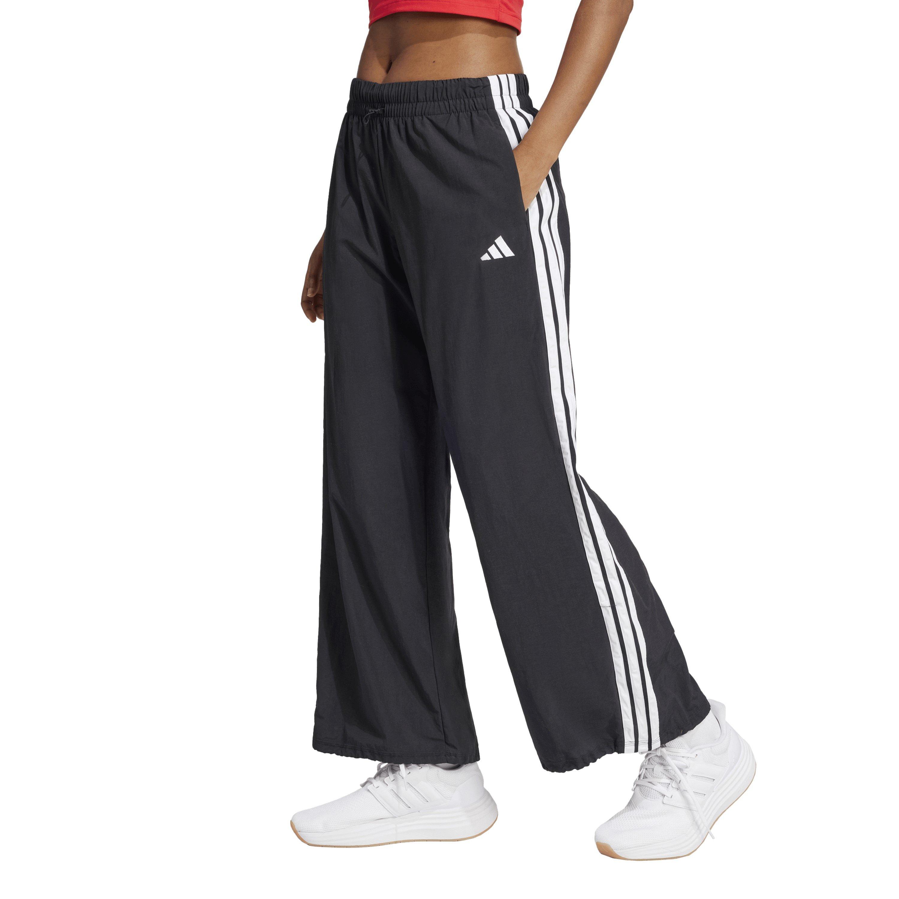 Crno/Bijelo - adidas - Essentials 3-Stripes Lifestyle Woven Parachute Tracksuit Bottoms Womens - 2