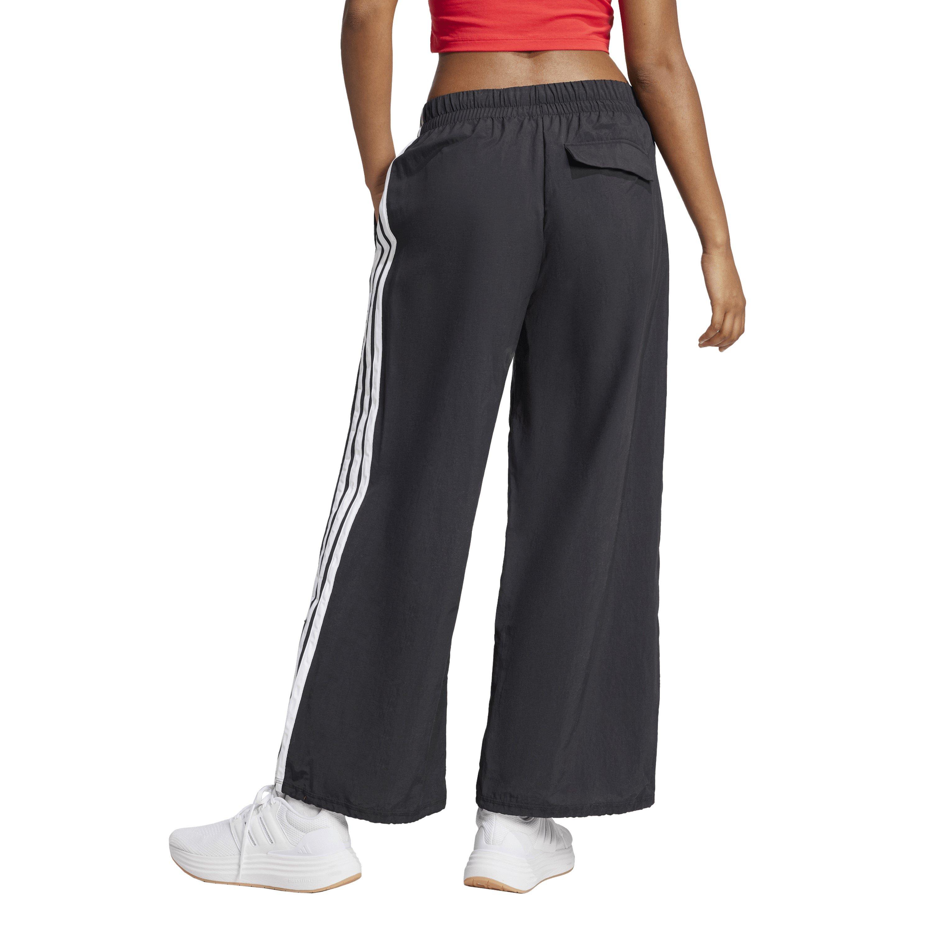 Crno/Bijelo - adidas - Essentials 3-Stripes Lifestyle Woven Parachute Tracksuit Bottoms Womens - 3