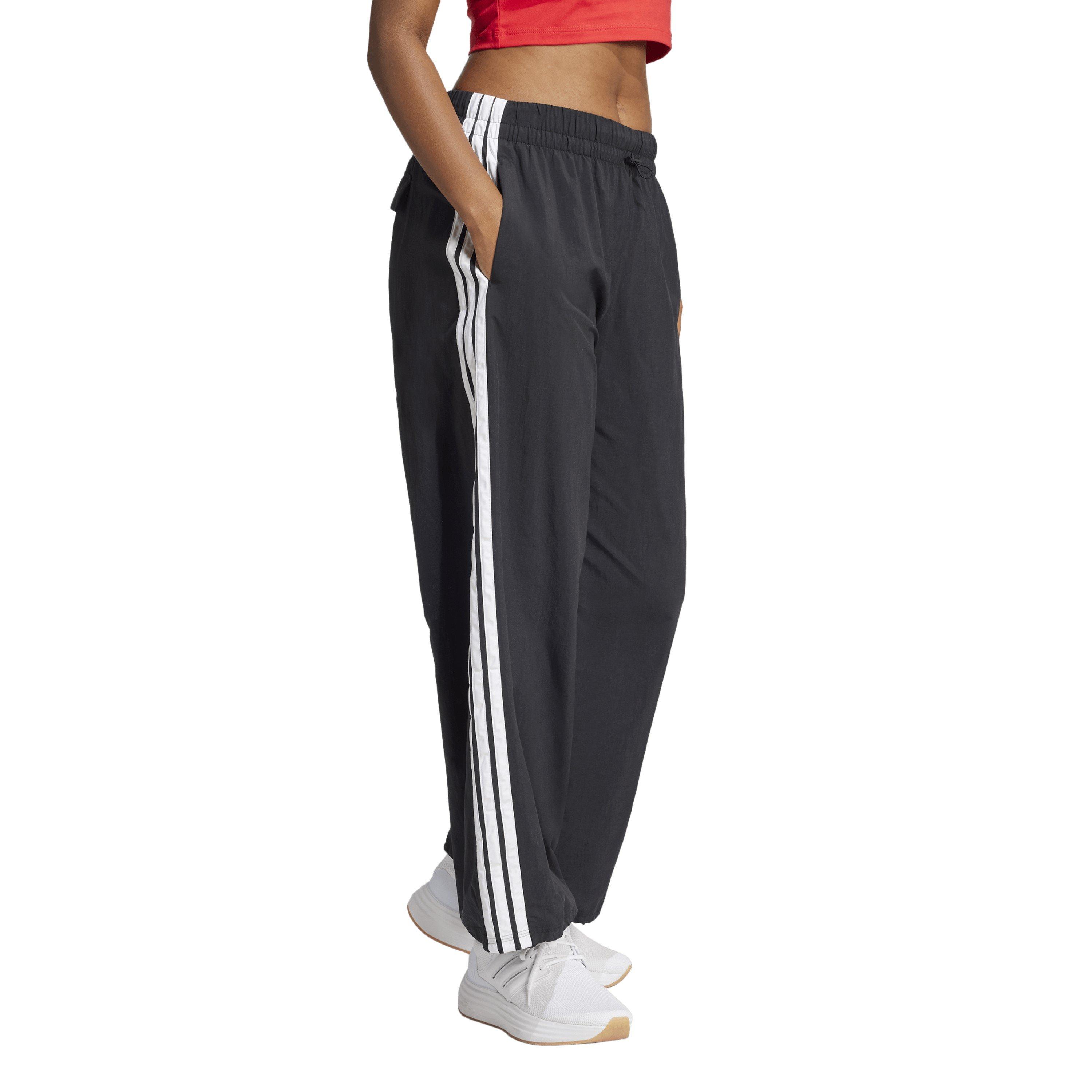 Crno/Bijelo - adidas - Essentials 3-Stripes Lifestyle Woven Parachute Tracksuit Bottoms Womens - 4