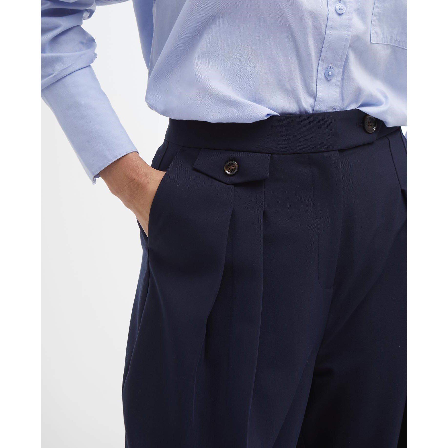 Navy - Barbour - Francis Wide-Leg Trousers - 5