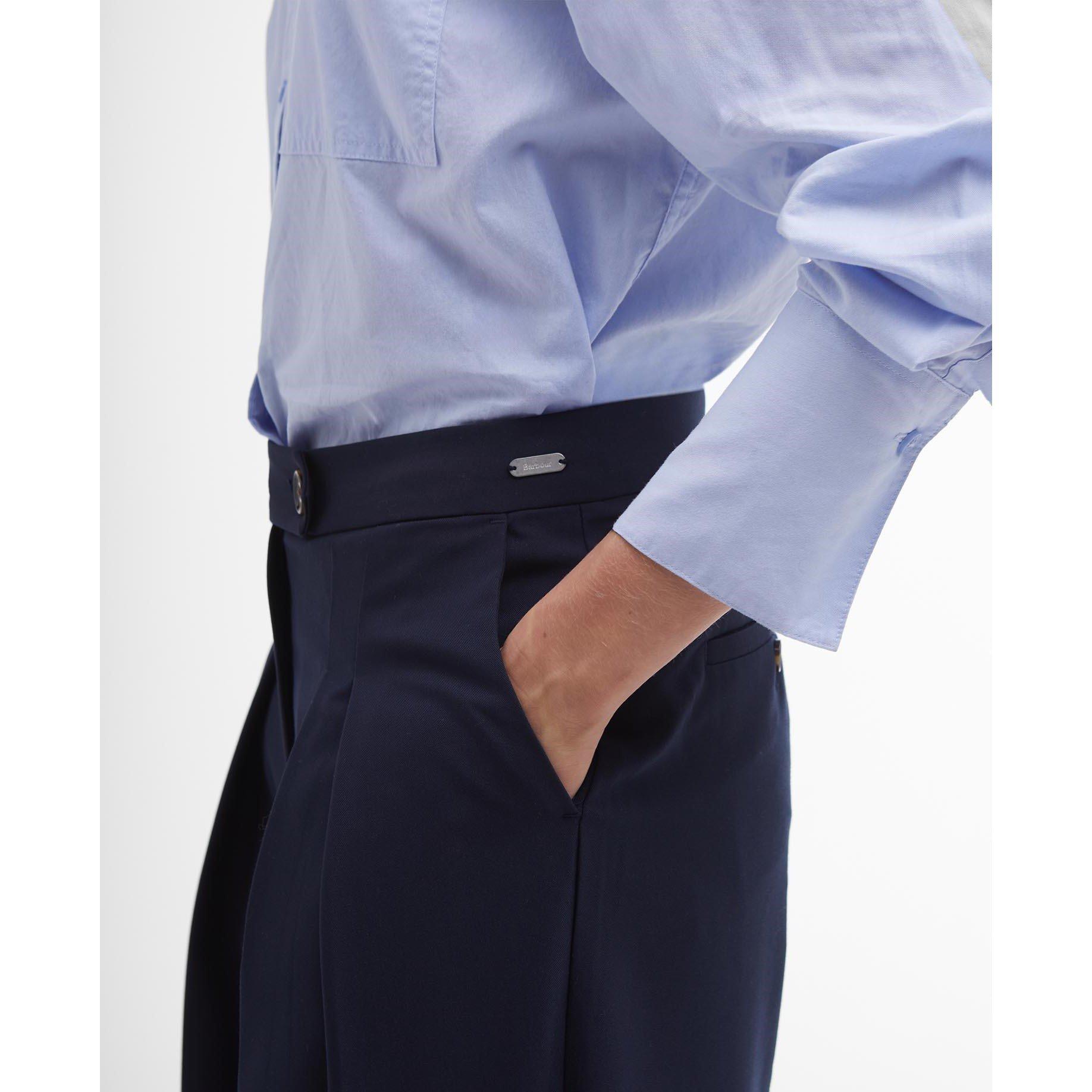 Navy - Barbour - Francis Wide-Leg Trousers - 6