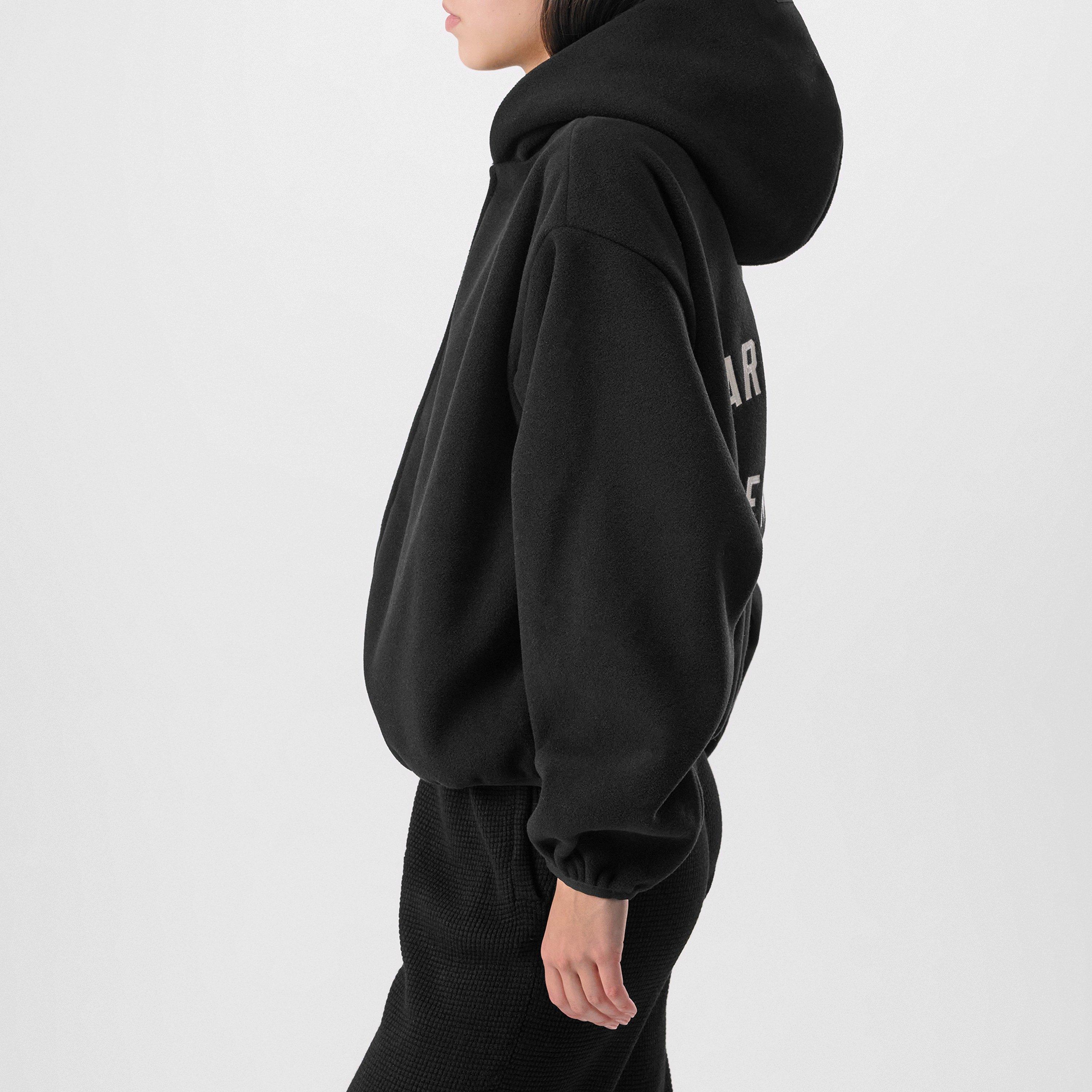 Black - Fear Of God Essentials - Women's Brushed Hooded Long Sleeve Full Zip Bomber Jacket - 2