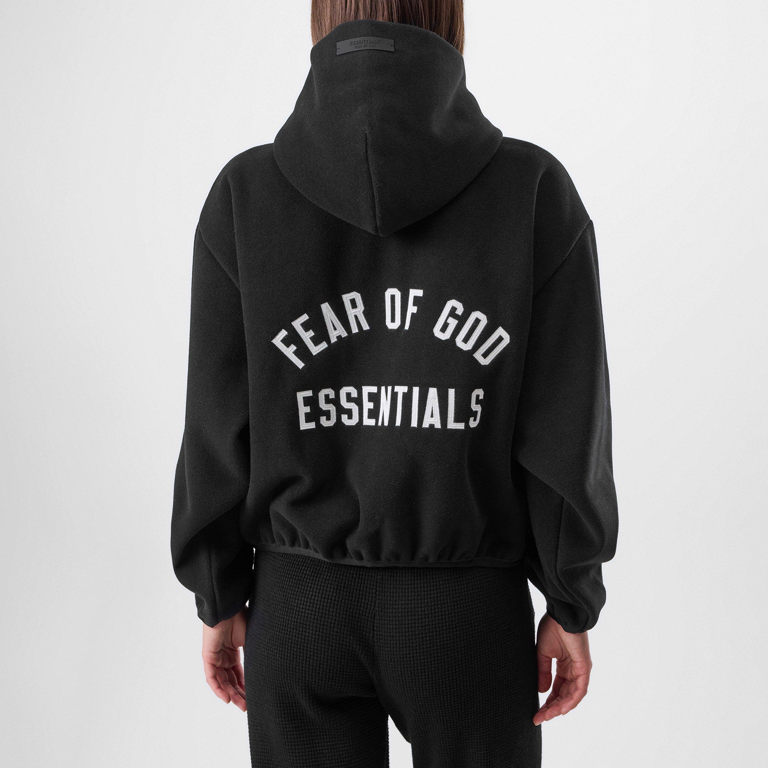 Black - Fear Of God Essentials - Women's Brushed Hooded Long Sleeve Full Zip Bomber Jacket - 3