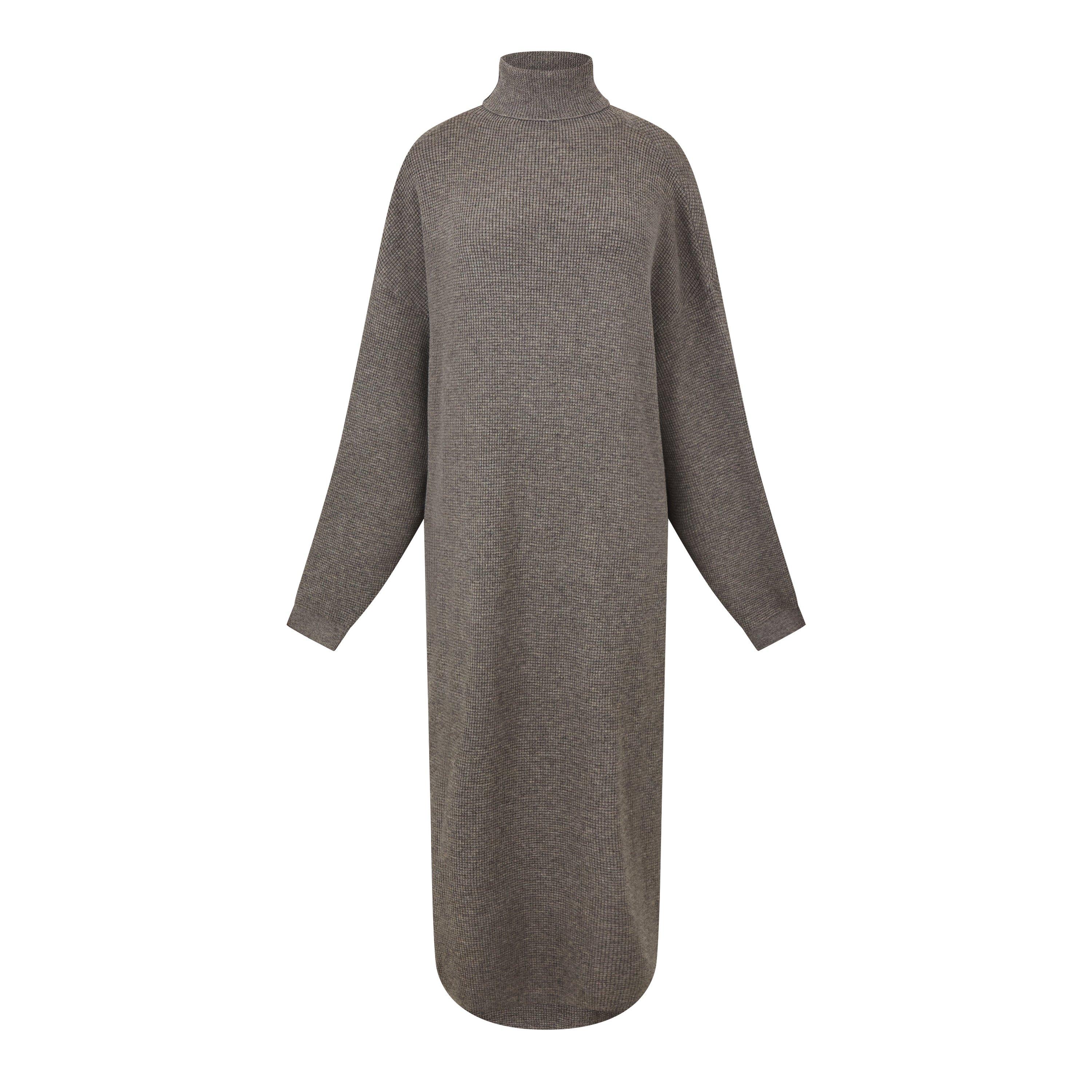Heather Gray - Fear Of God Essentials - Women's Waffle Turtleneck Jumper Dress - 5