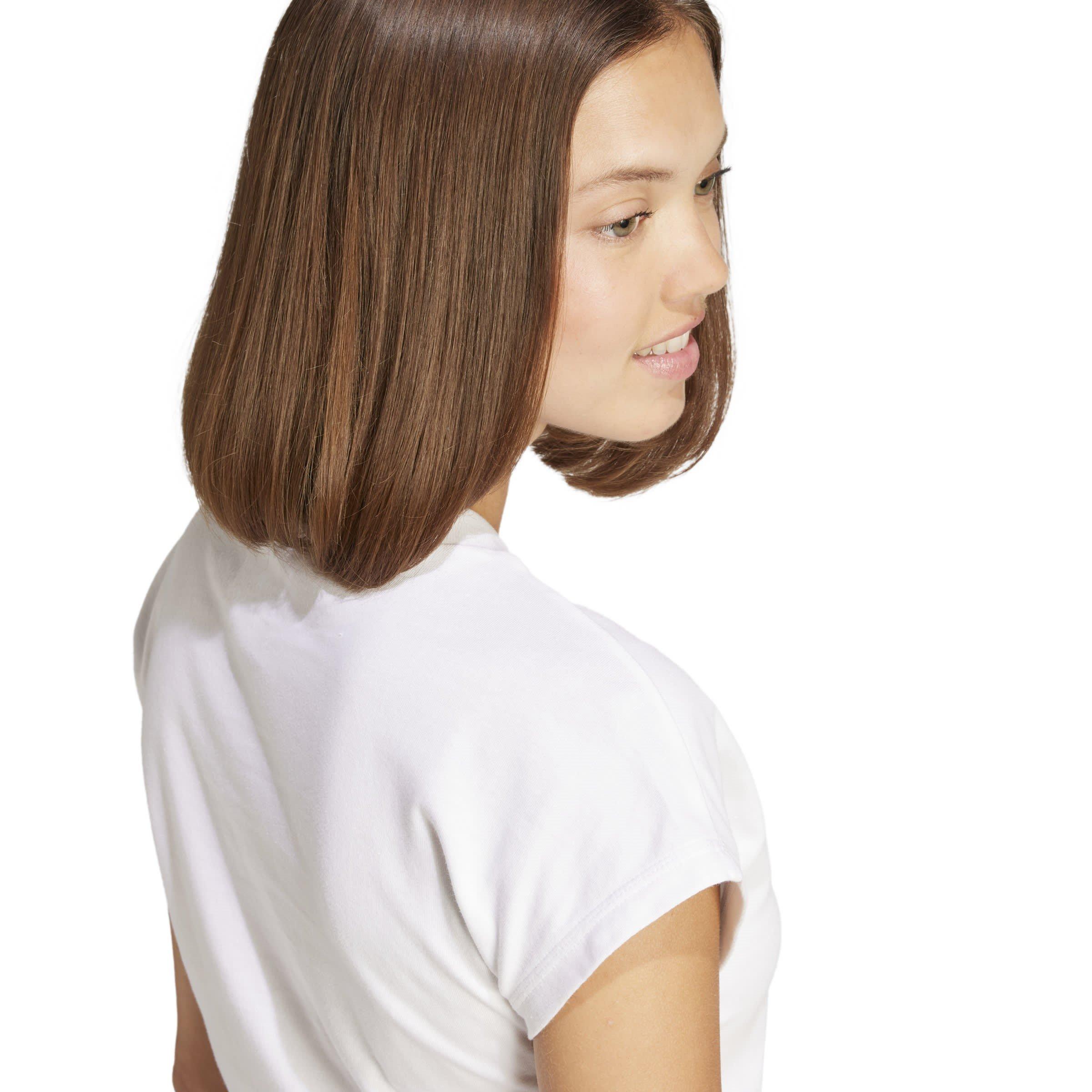 White - adidas - Essentials Linear Cotton T-Shirt Womens - 6