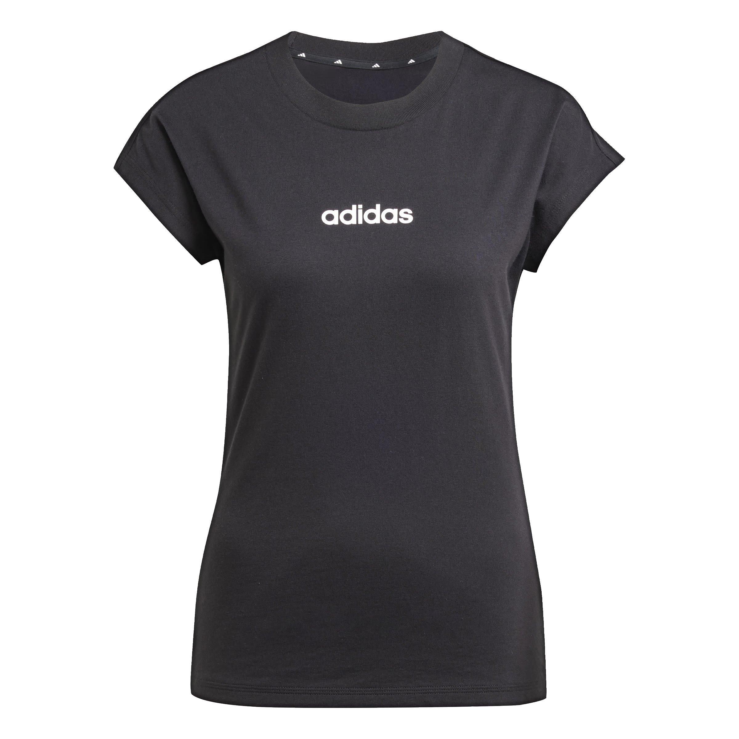Black - adidas - Essentials Linear Cotton T-Shirt Womens - 1