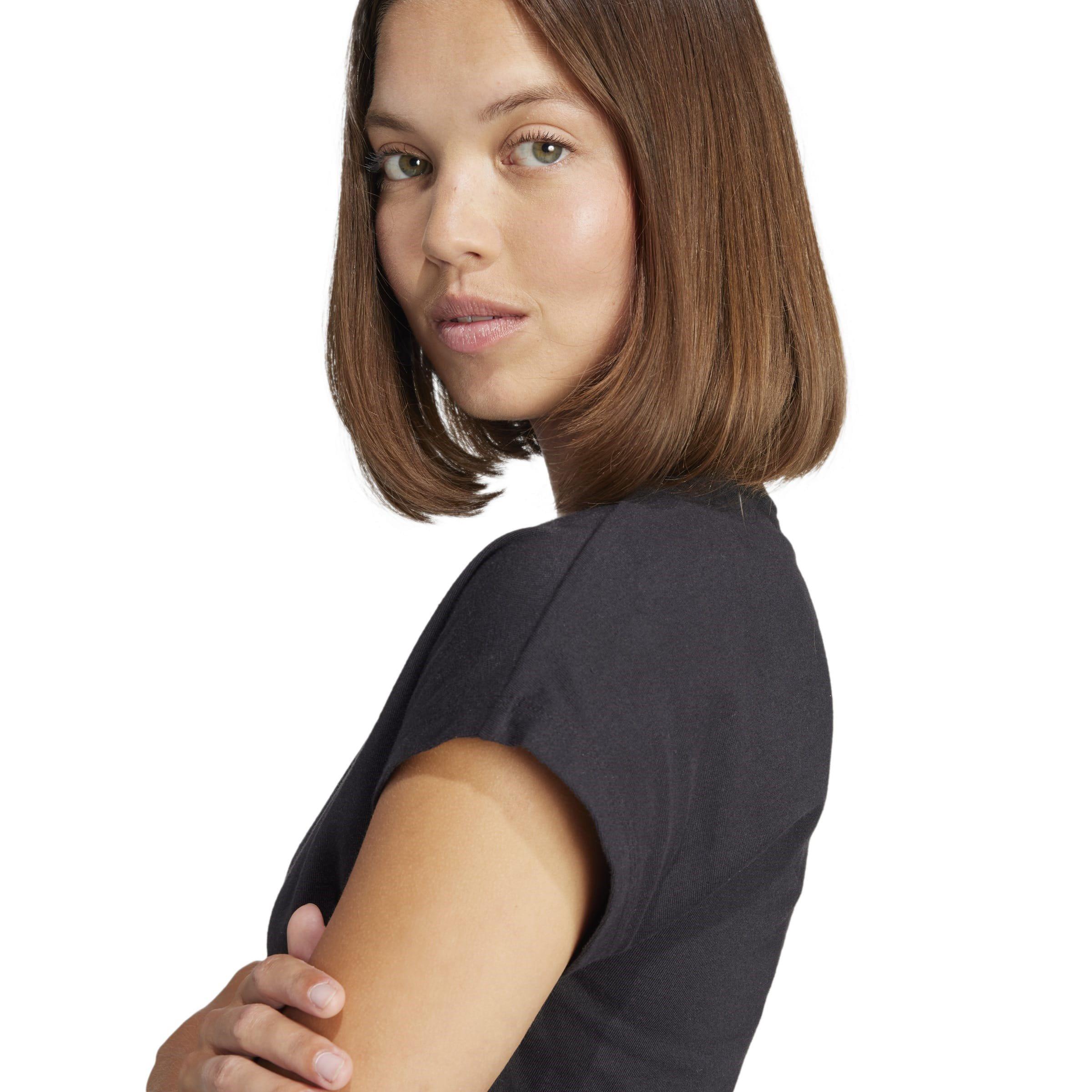 Schwarz - adidas - Essentials Linear Cotton T-Shirt Womens - 6