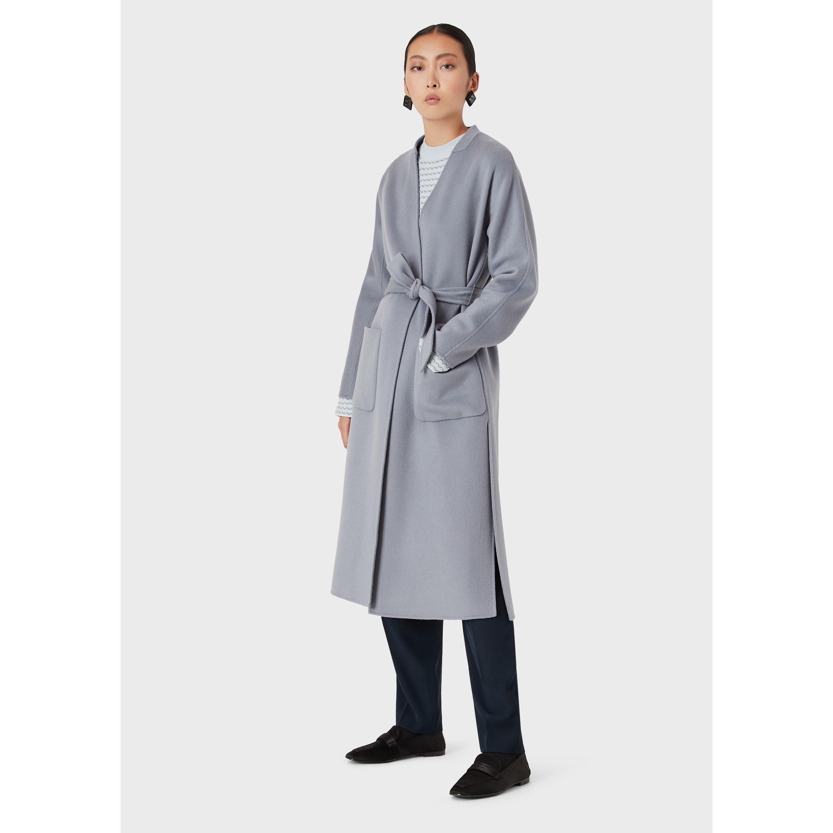 Grey - Emporio Armani - Women's Belted Overcoat - 1