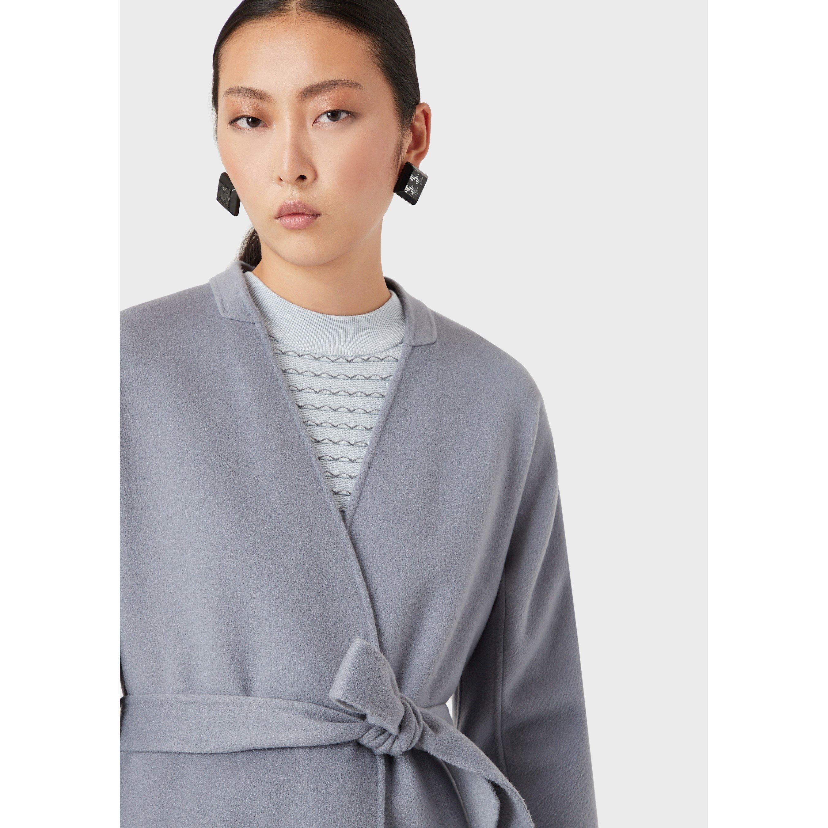 Grey - Emporio Armani - Women's Belted Overcoat - 2