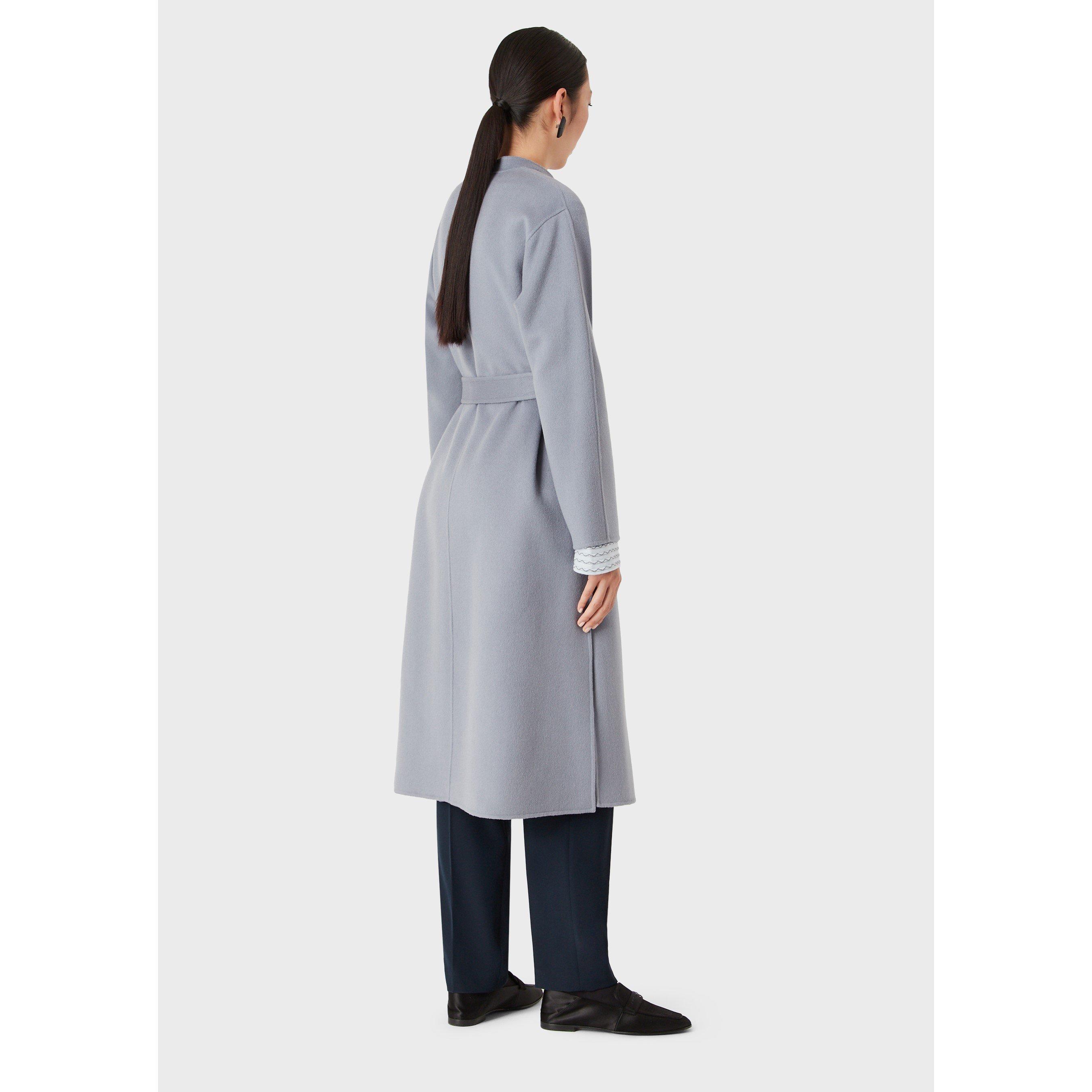 Grey - Emporio Armani - Women's Belted Overcoat - 3
