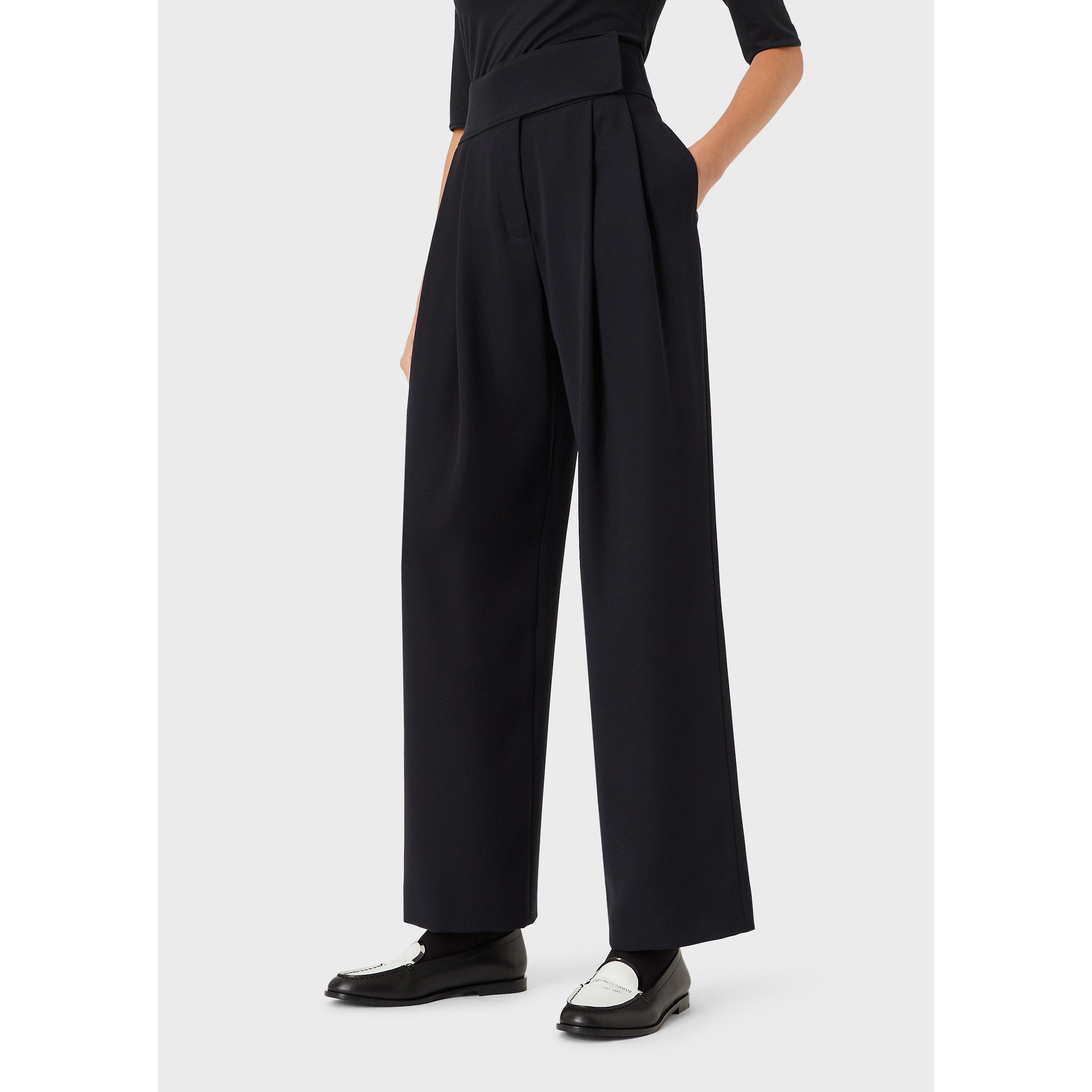 Emporio Armani Women's Navy Blue Wide Leg Trousers - 6 (2XS)