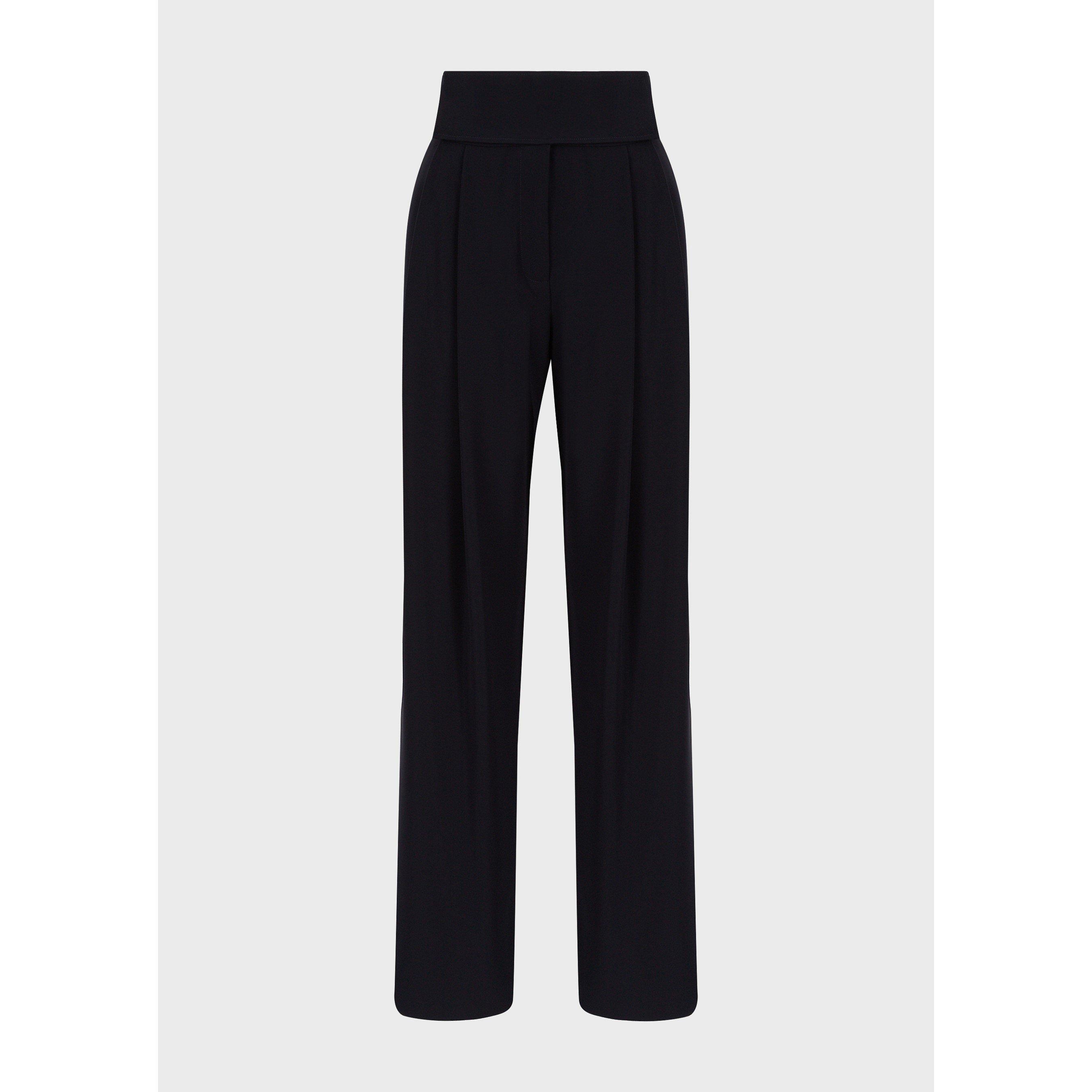Navy Blue - Emporio Armani - Women's Wide Leg Trousers - 5