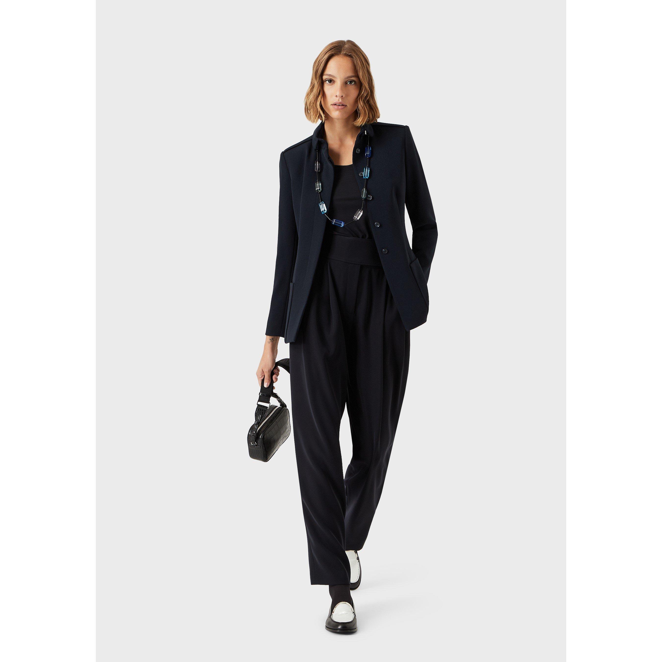 Navy Blue - Emporio Armani - Women's Wide Leg Trousers - 3