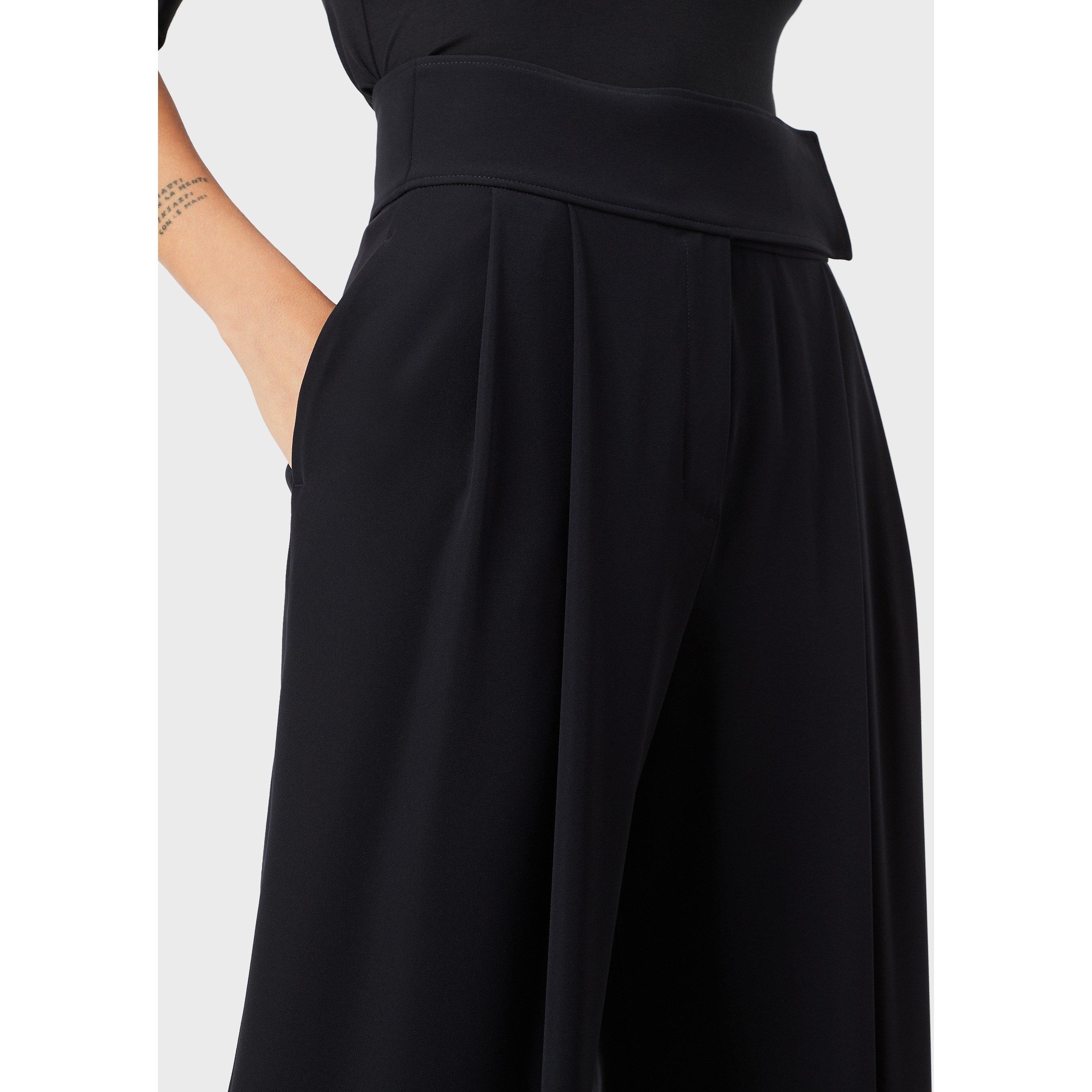 Navy Blue - Emporio Armani - Women's Wide Leg Trousers - 4