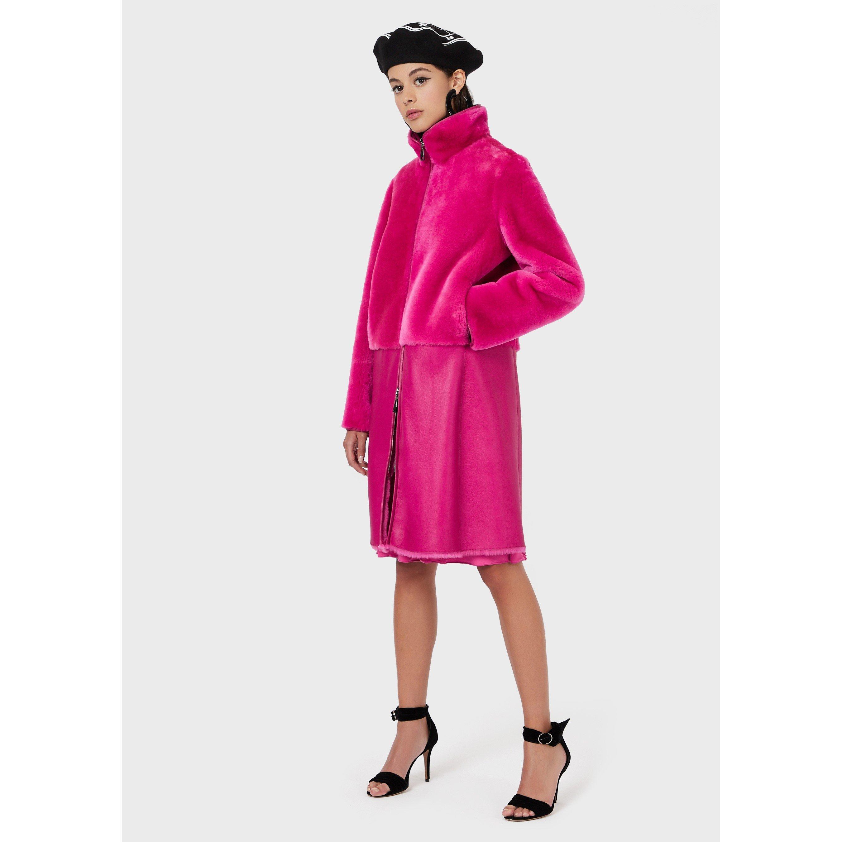 Emporio Armani Women's Reversible Shearling Fur Coat - Coral Red - 6 (2XS)