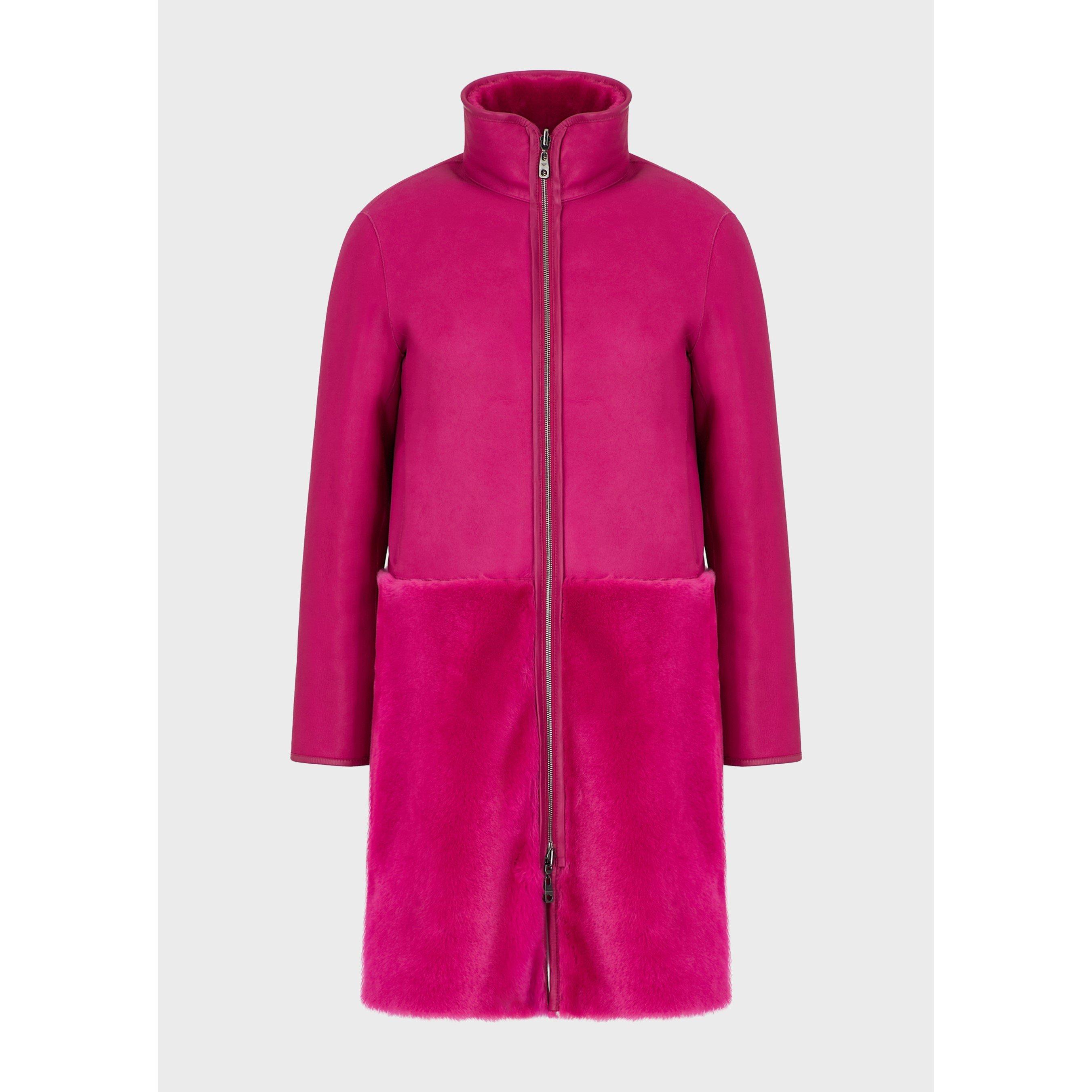 Coral Red - Emporio Armani - Women's Reversible Shearling Fur Coat - 6