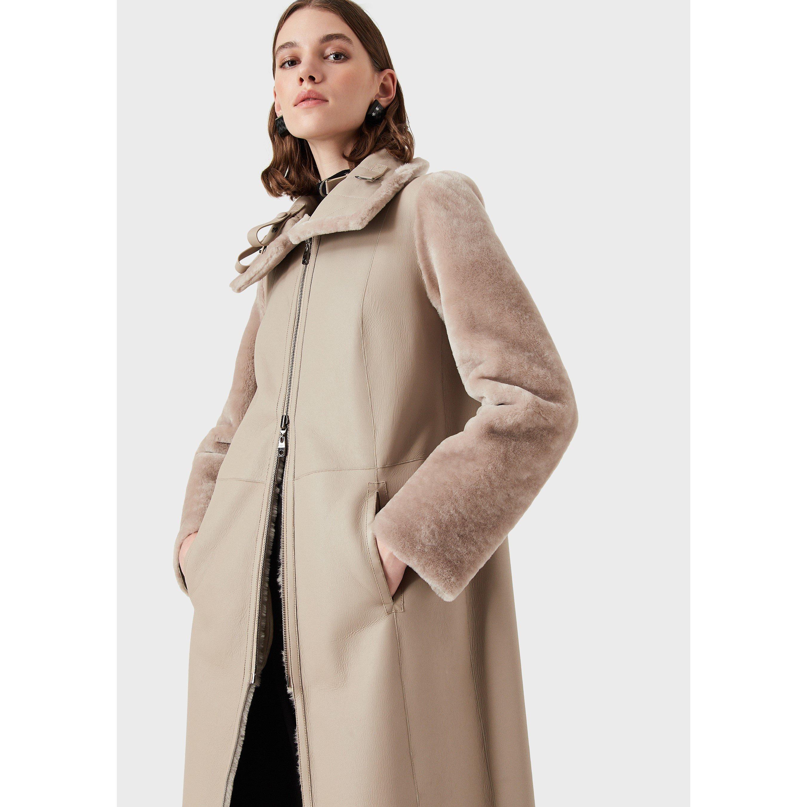 Beige - Emporio Armani - Women's Contrast Textured Fur Coat - 2